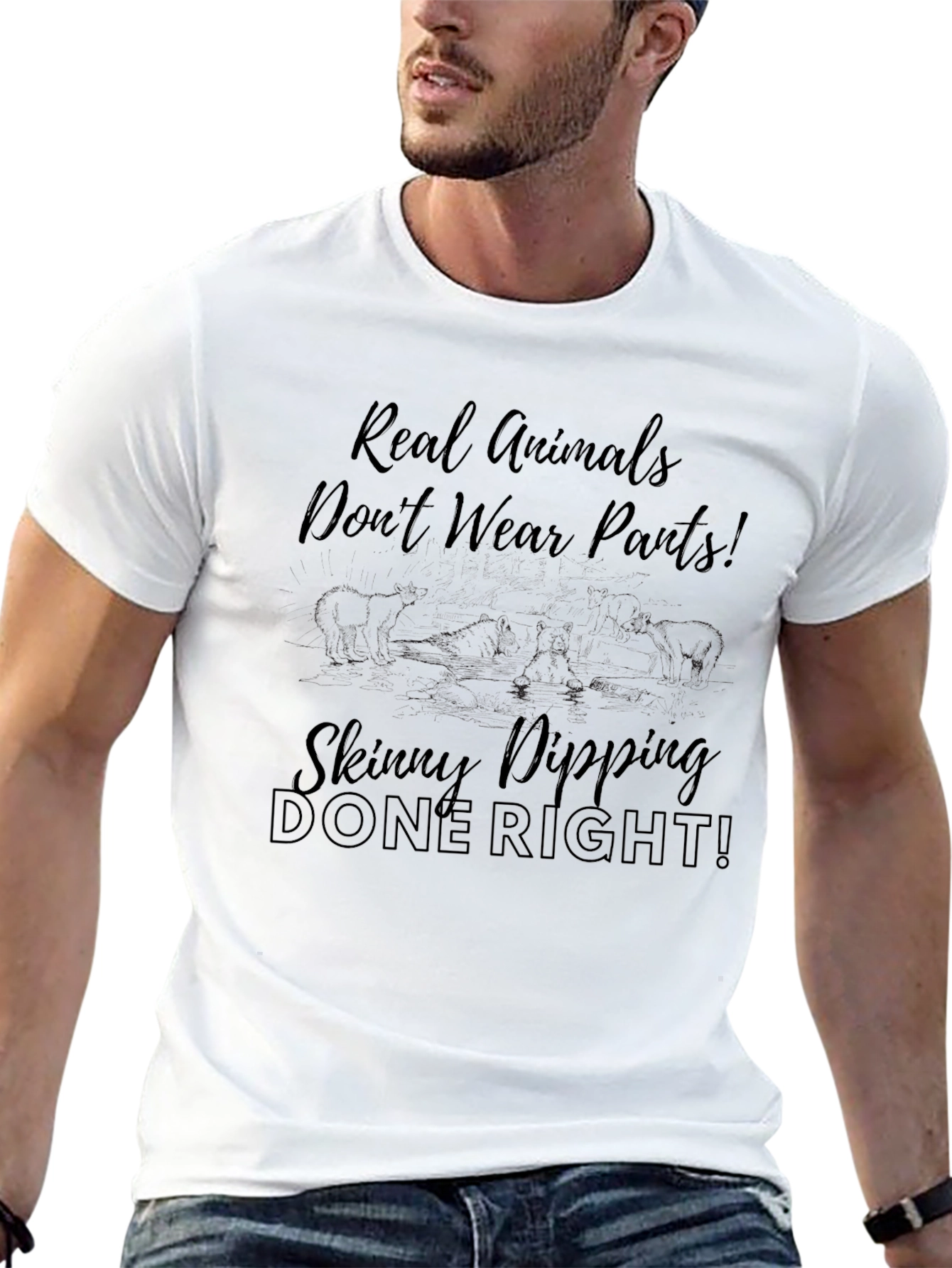 Black Real Animals T-Shirt - Skinny Dipping Done Right! view 13