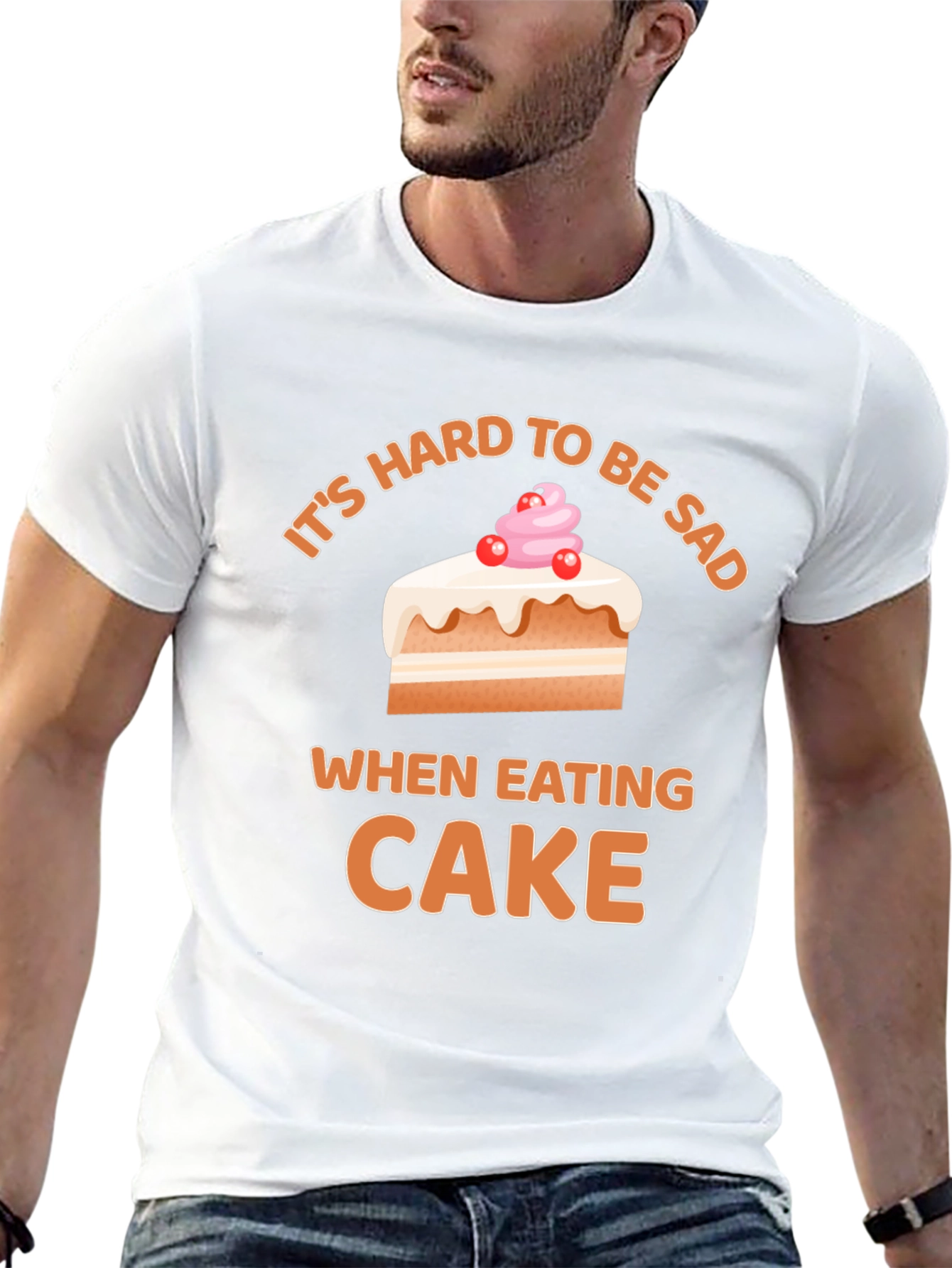 Black It's Hard To Be Sad When Eating Cake T-Shirt view 13