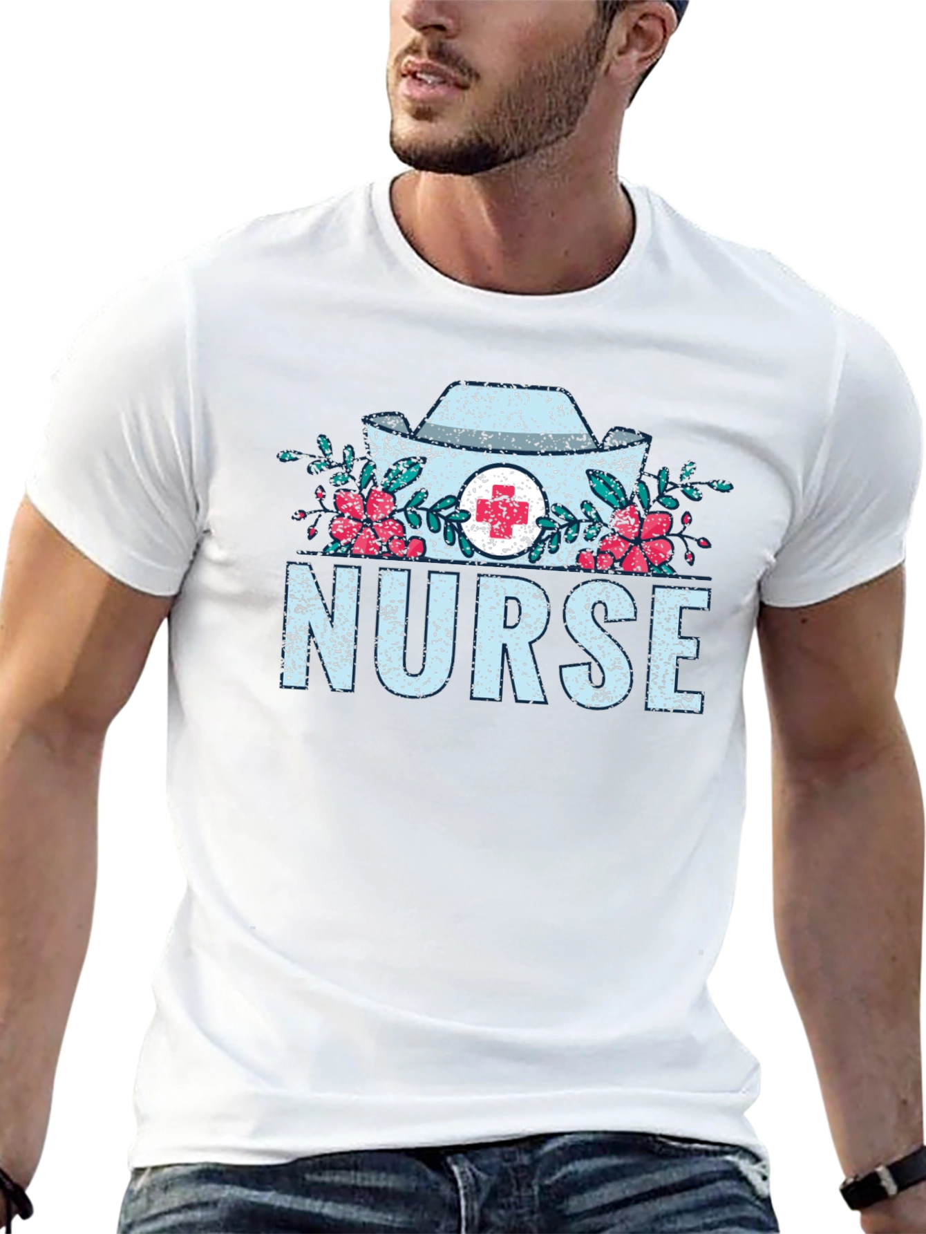 Black Nurse Floral Graphic T-Shirt - Black view 13