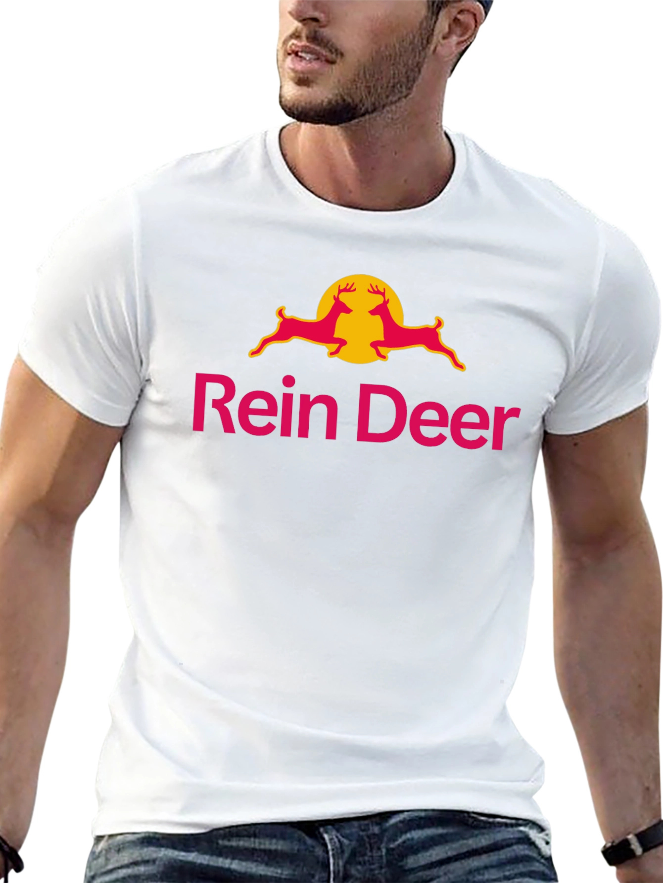 Black Rein Deer Funny T-Shirt - Novelty Graphic Tee view 13