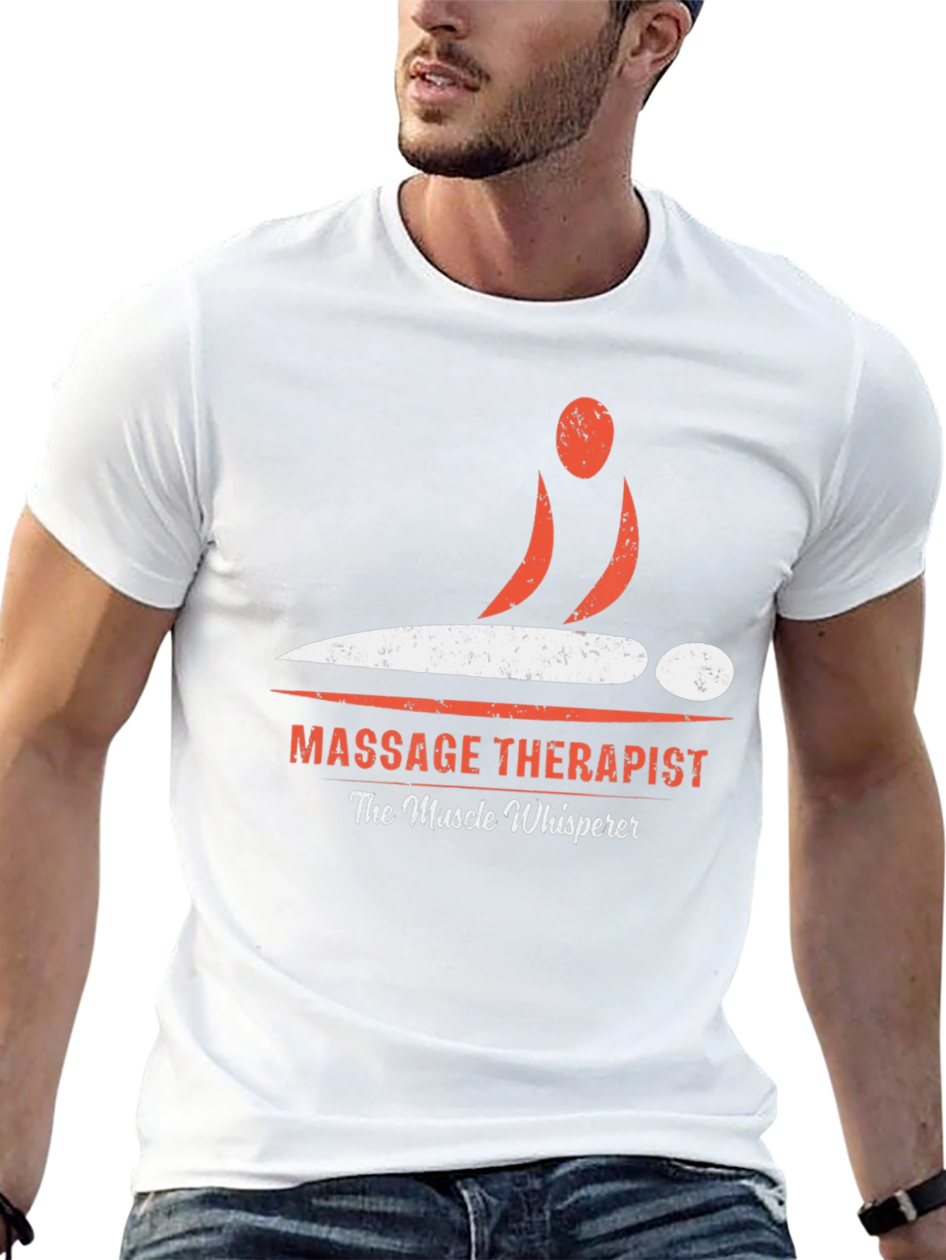 Black Massage Therapist Graphic T-Shirt - Muscle Whisperer Tee view 13