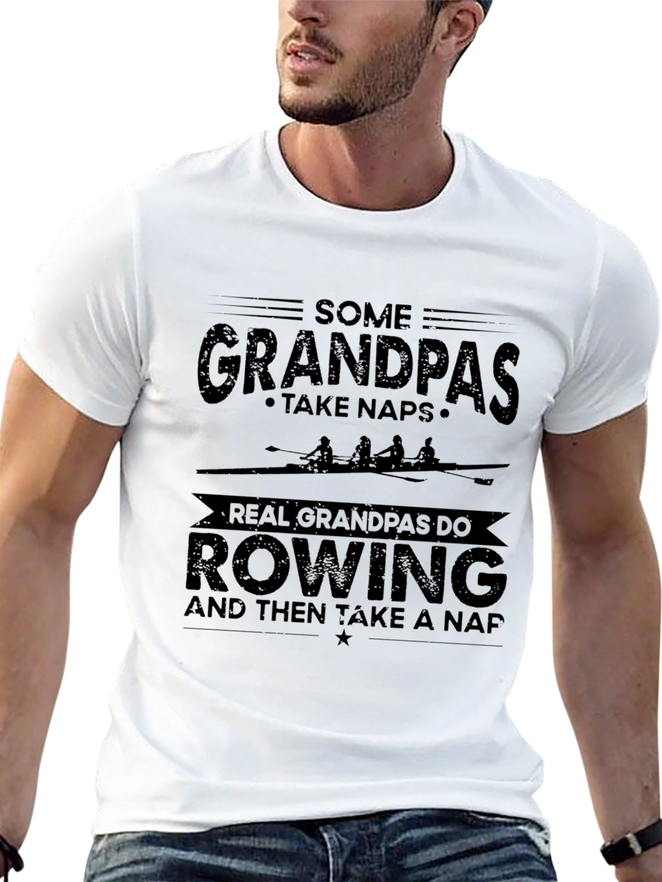 Black Rowing Grandpa T-Shirt view 13