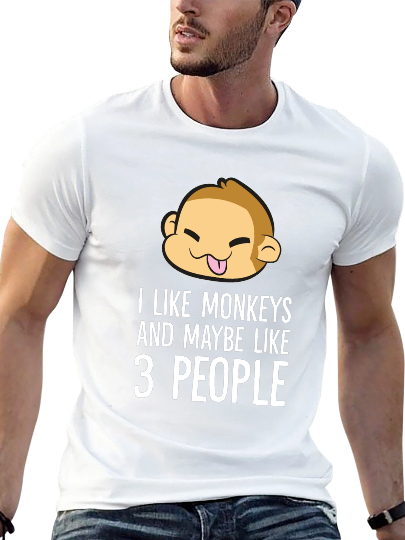 Black Funny Monkey Lover T-Shirt - I Like Monkeys and Maybe Like 3 People view 13