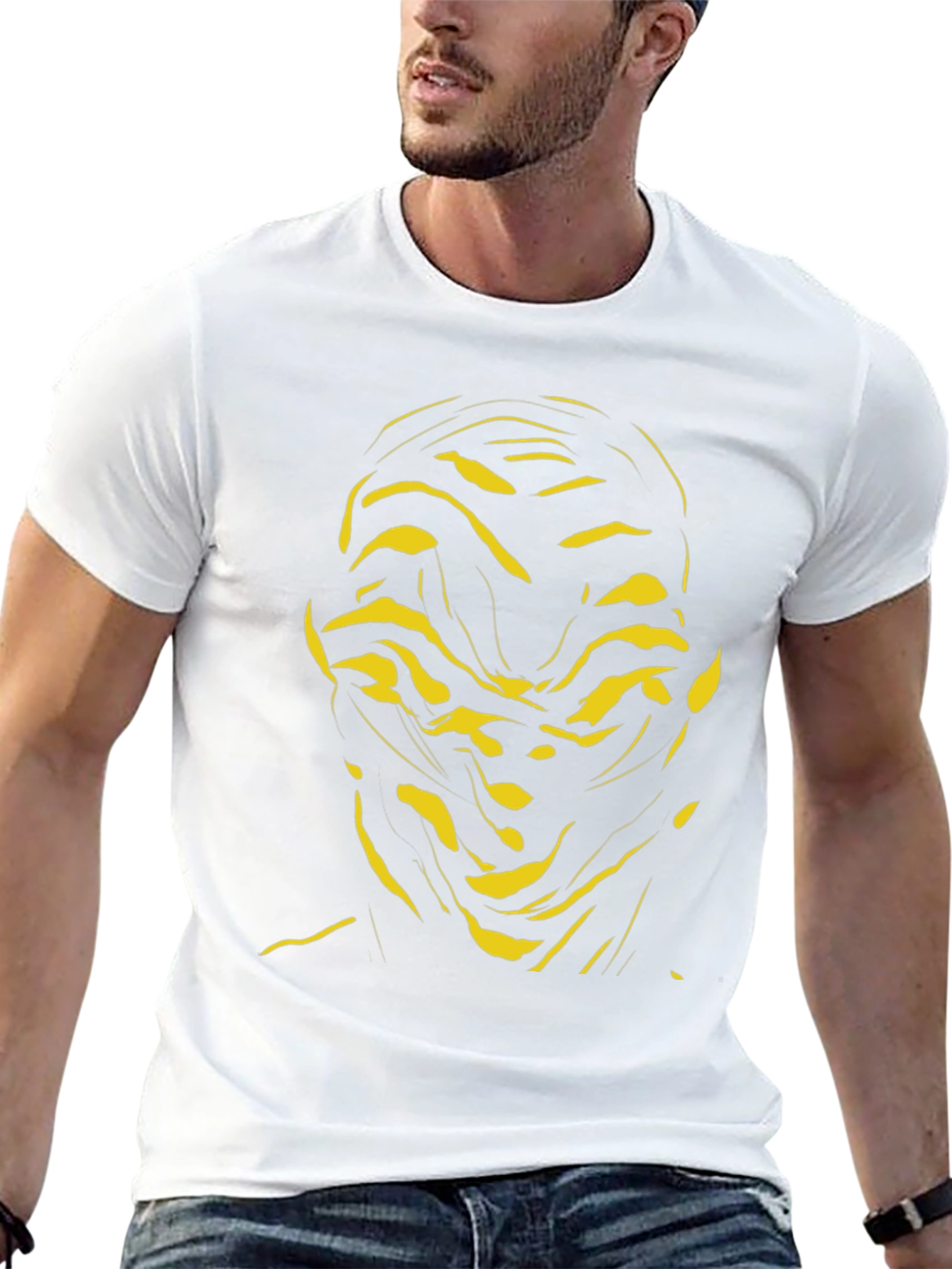Abstract Face Graphic Tee - Black Cotton Shirt - 13