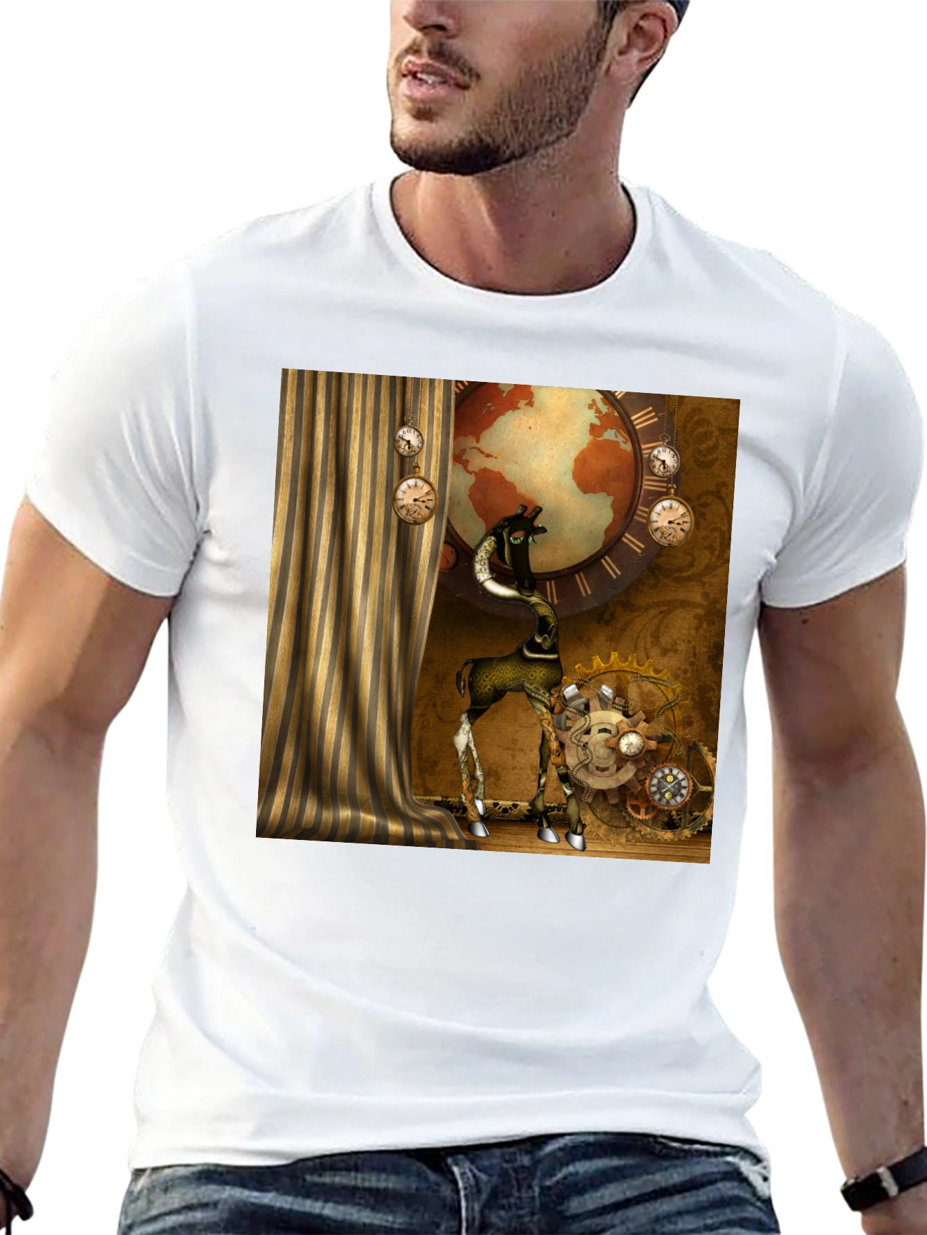 Black Steampunk Giraffe T-Shirt view 13