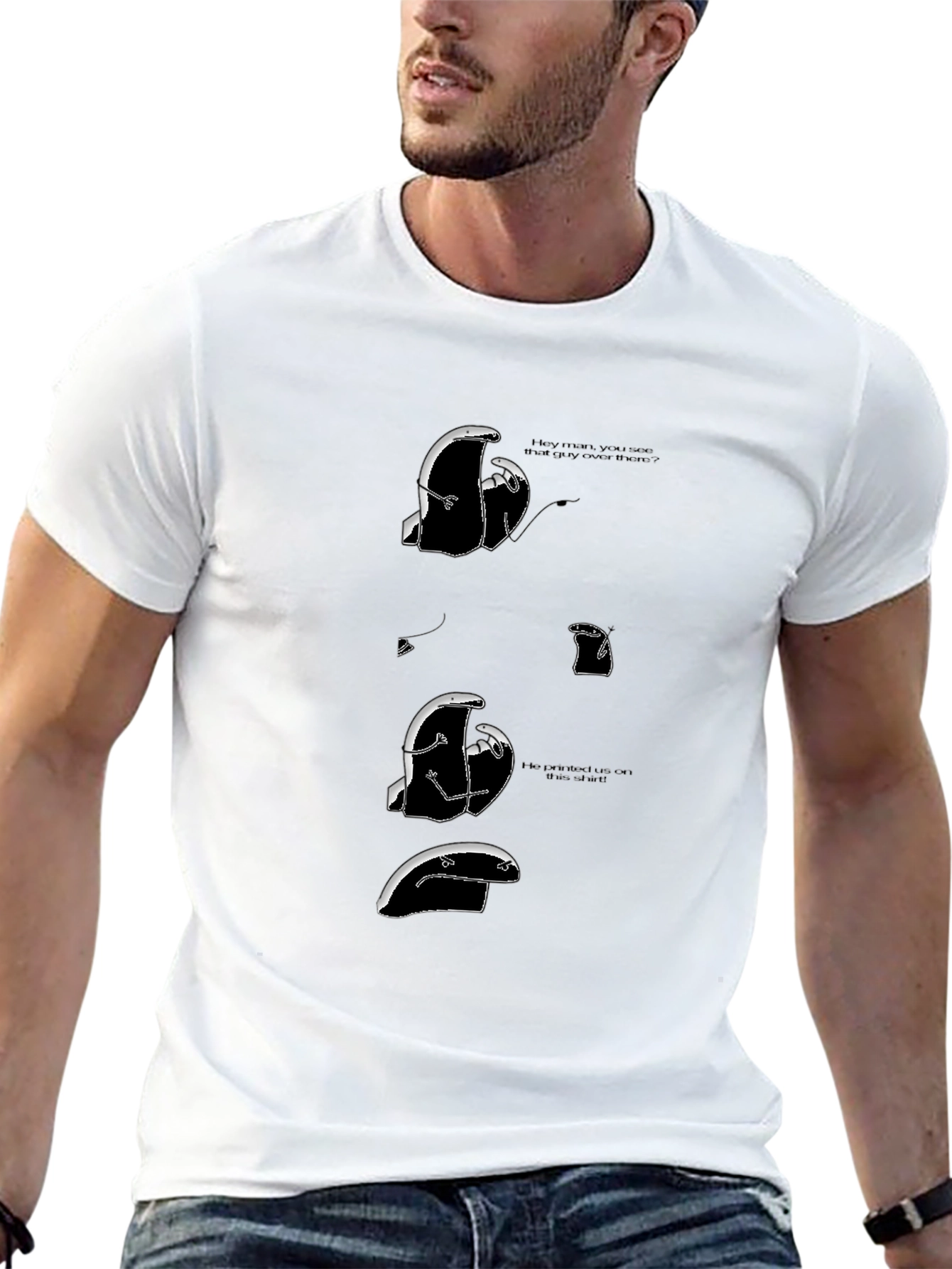 Black Humorous Animated Graphic Print T-Shirt view 13
