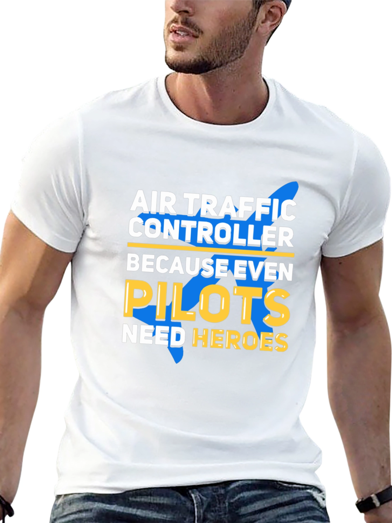 Black Air Traffic Controller Pilot Hero T-Shirt view 13