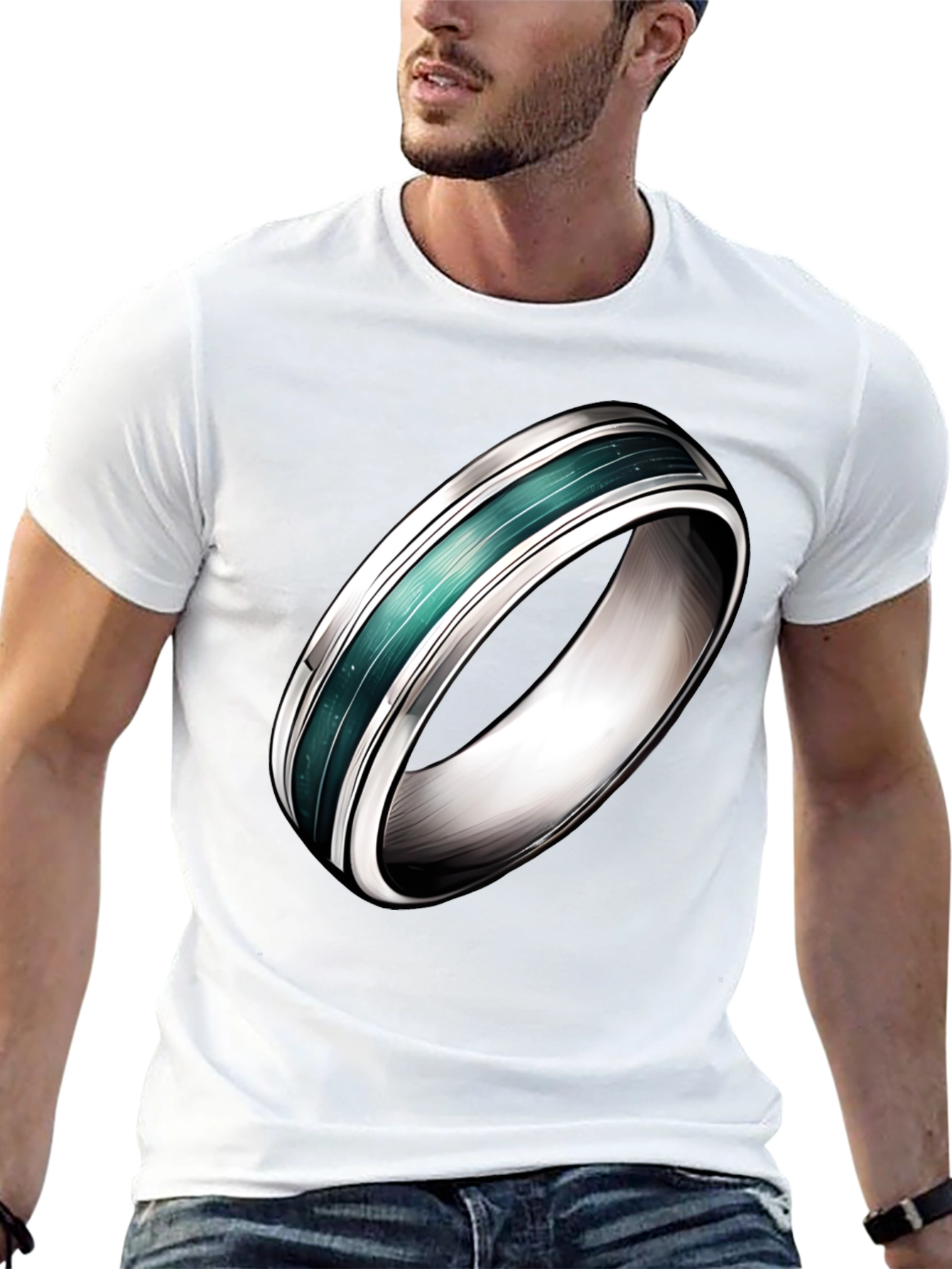 Black Statement Ring Tee - Modern Graphic Design view 13