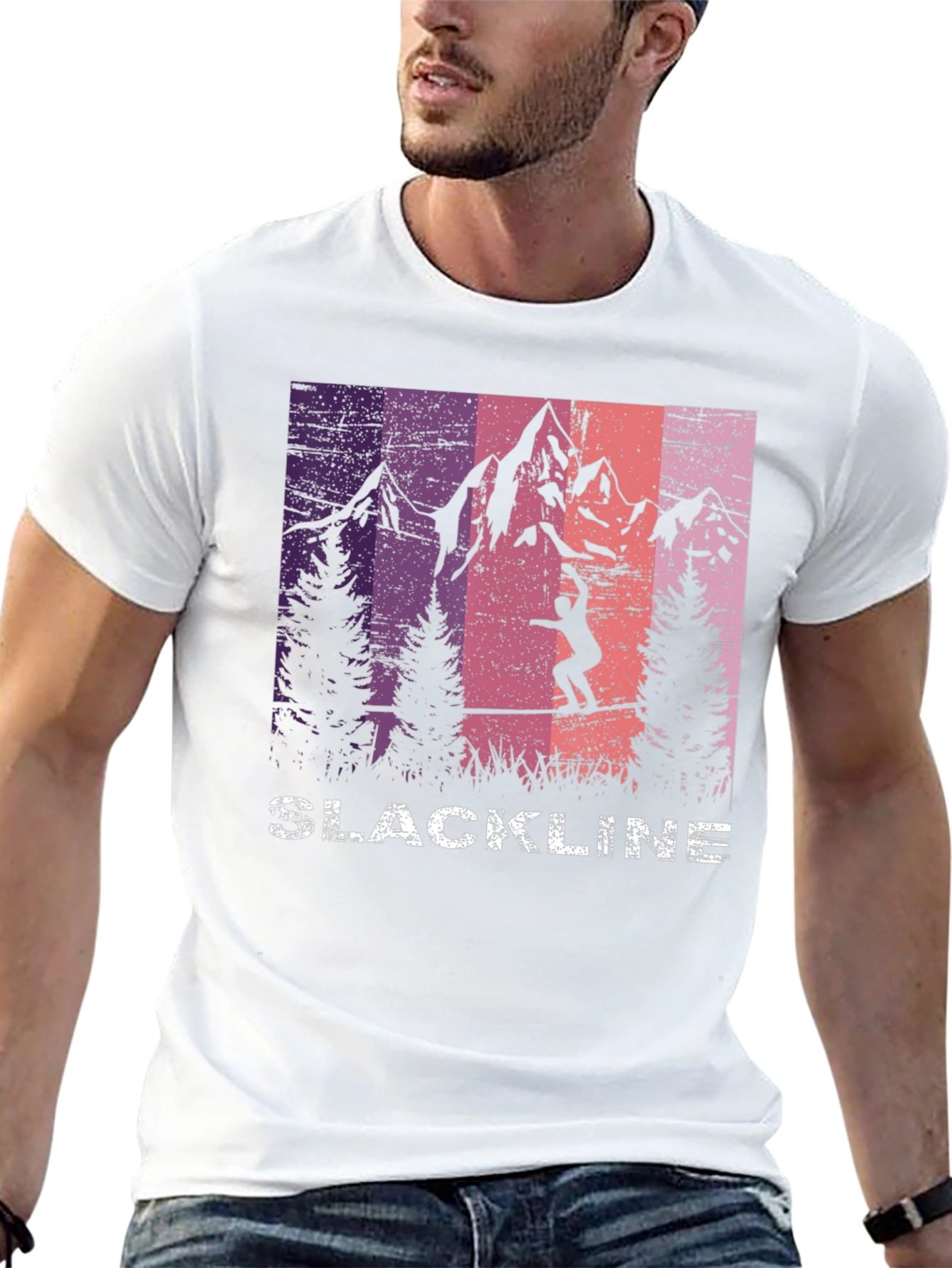 Black Slackline Mountain Graphic T-Shirt view 13
