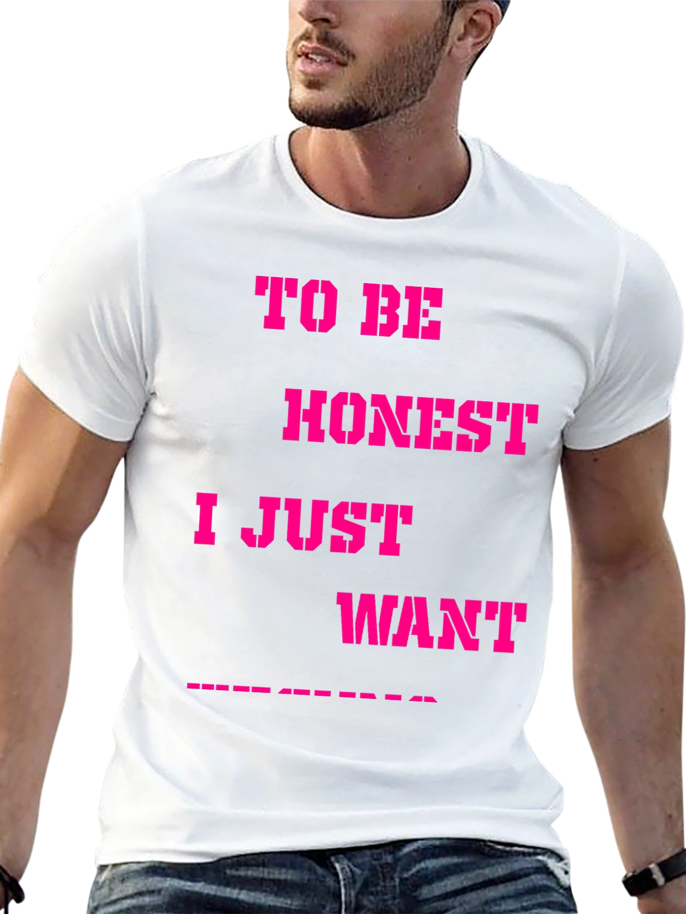 Black Funny Slogan Graphic Tee - "To Be Honest I Just Want..."  view 13