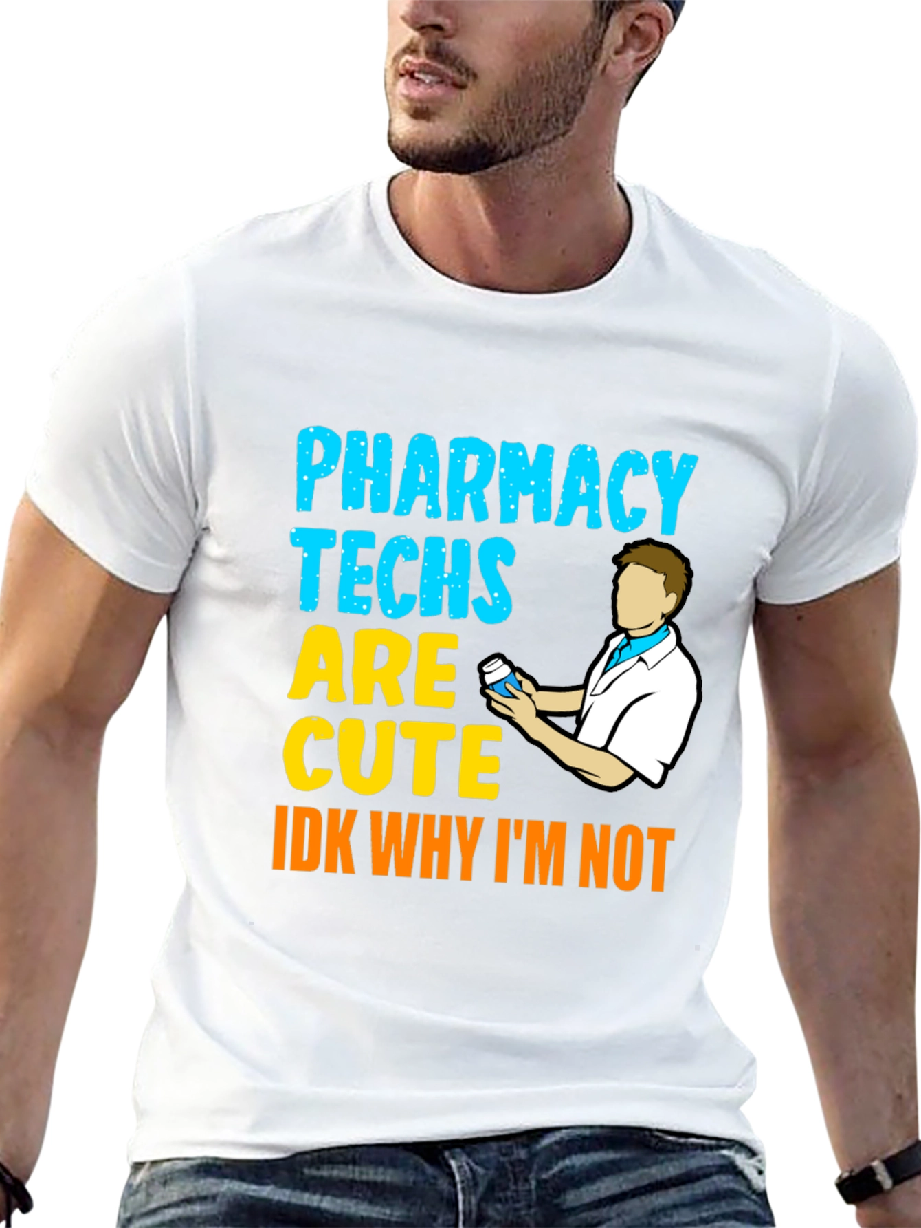 Black Pharmacy Techs Are Cute Men's Black T-Shirt view 13