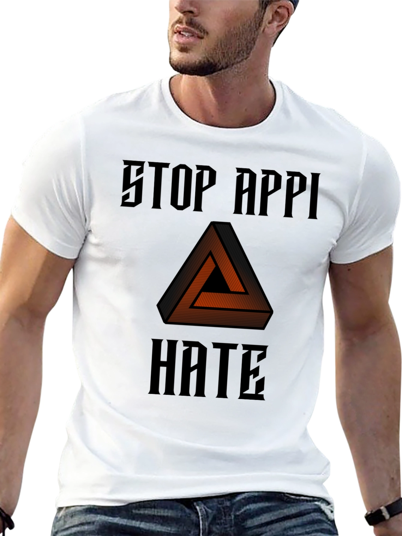 Black Stop APPI Hate Impossible Triangle Black T-Shirt view 13