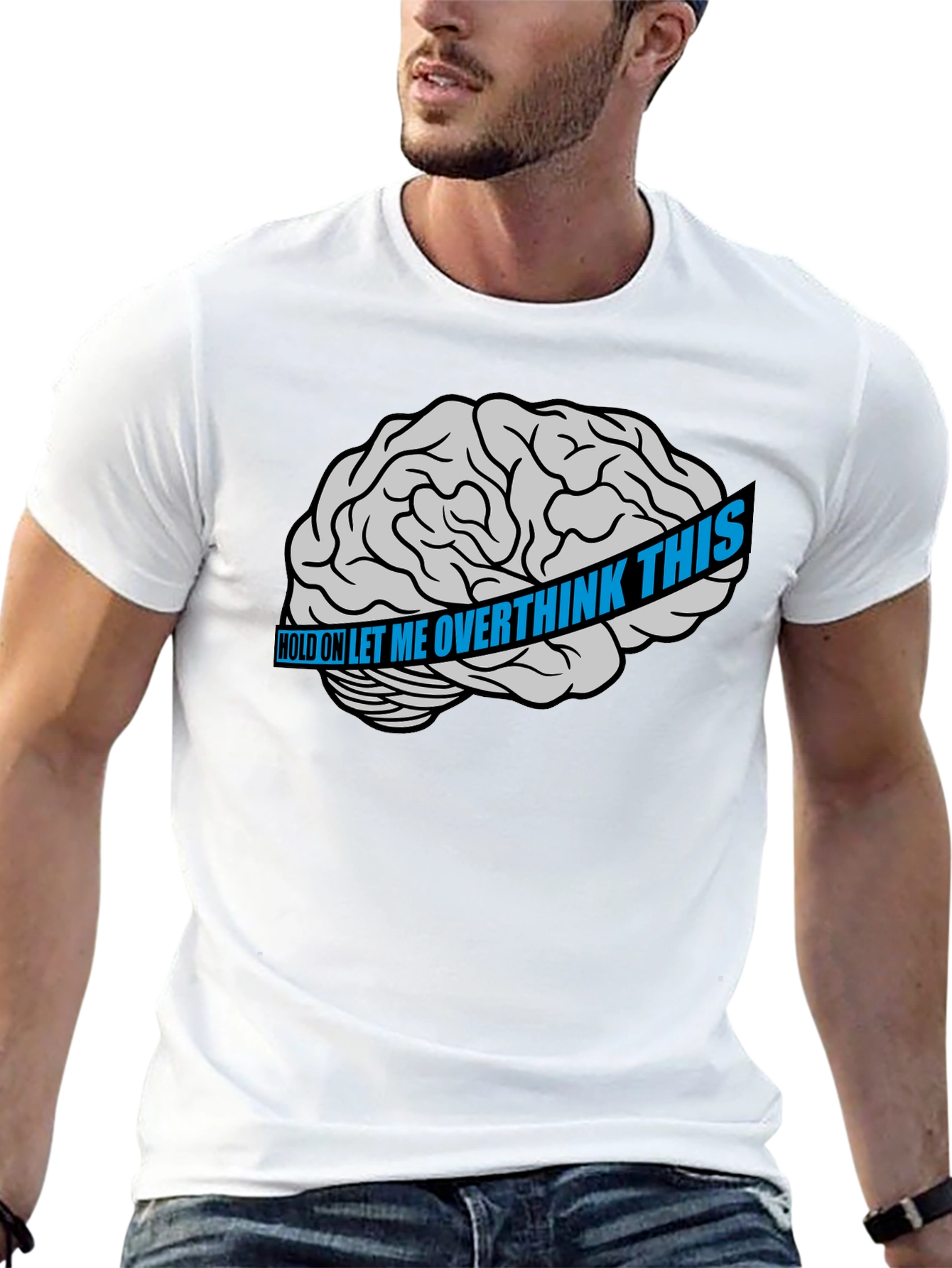 Black Overthink Brain Graphic T-Shirt - Black view 13