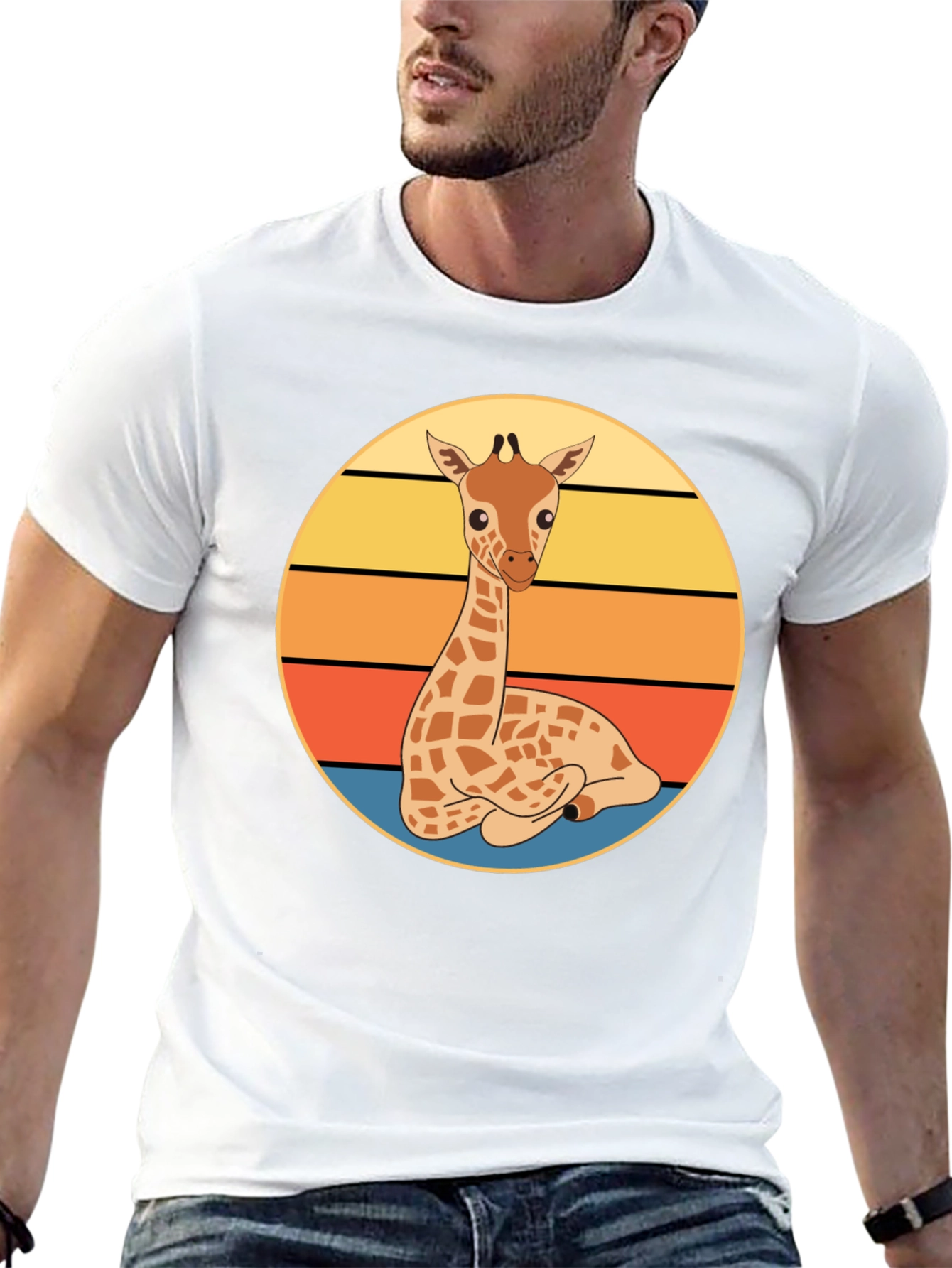 Black Giraffe Sunset Graphic Tee - Cute Cartoon Design view 13