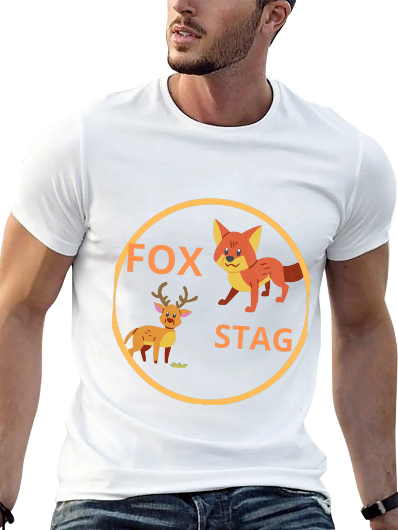 Black Fox and Stag Graphic Tee - Cute Animal Design view 13