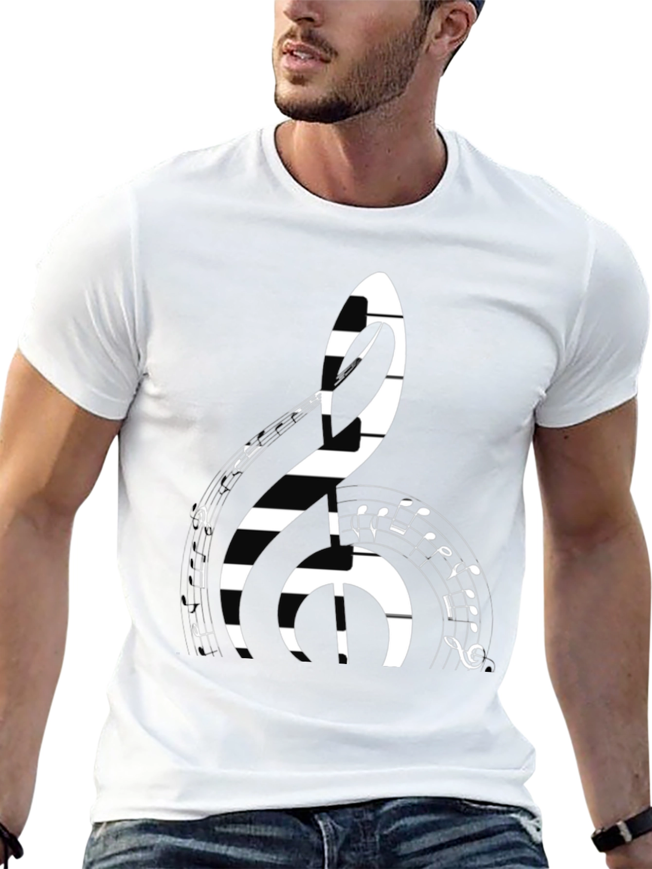 Black Musical Clef Graphic T-Shirt view 13
