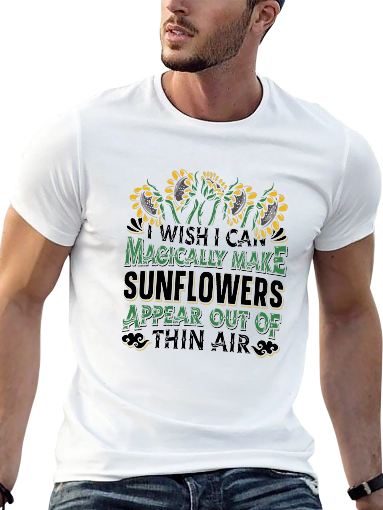 Black Sunflower Magic T-Shirt - Wish I Can Magically Make Sunflowers view 13