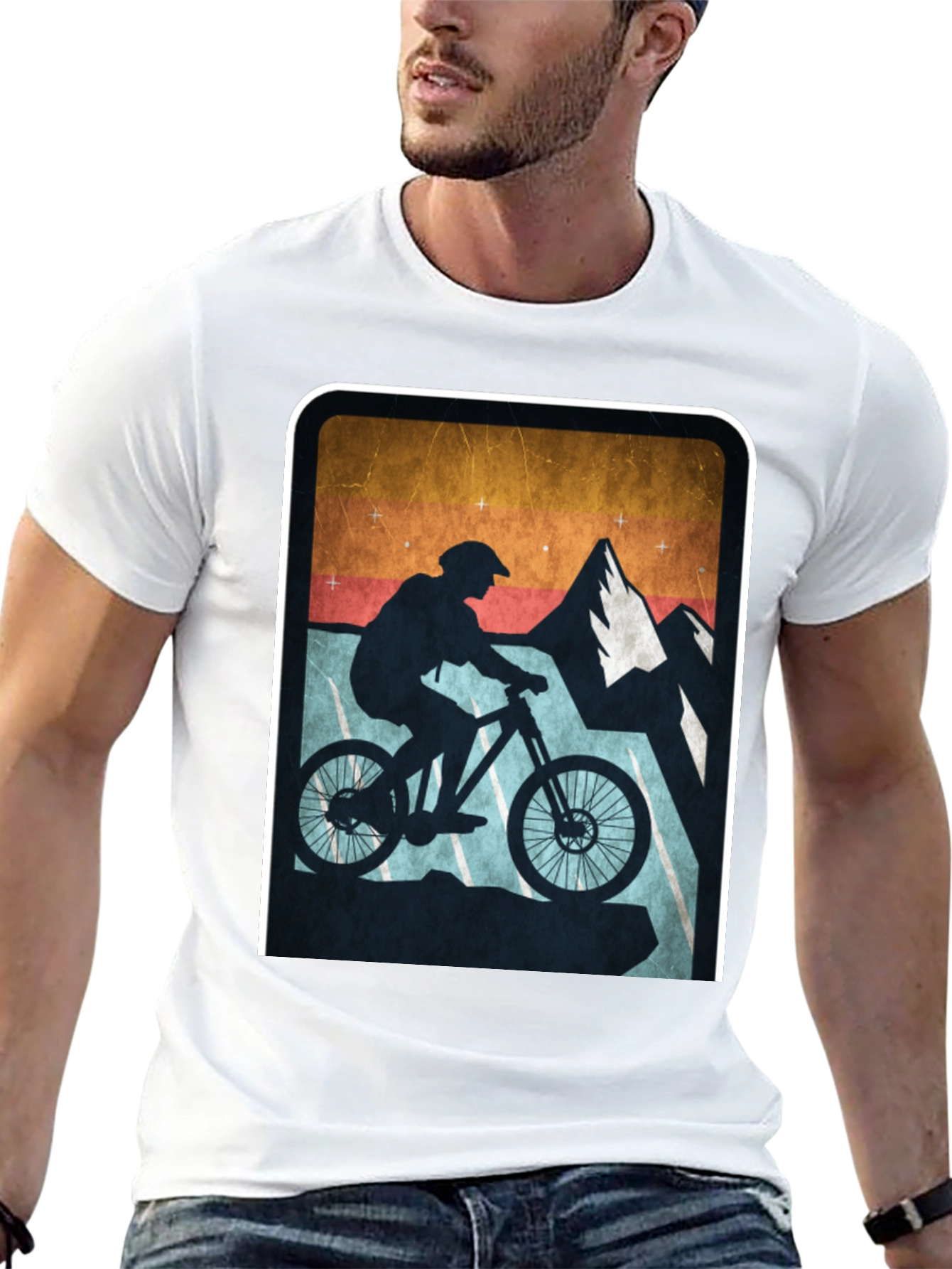 Black Mountain Biking Silhouette Graphic Tee view 13