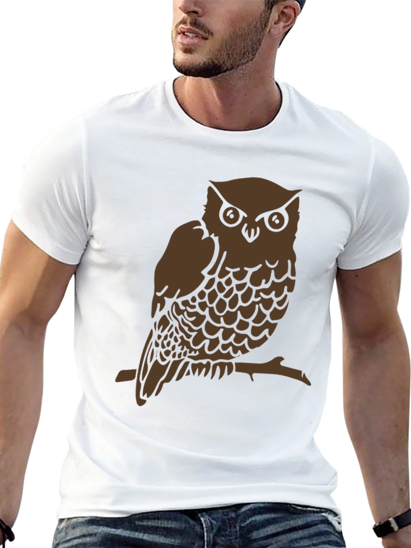 Black Owl Graphic Print Crew Neck T-Shirt view 13