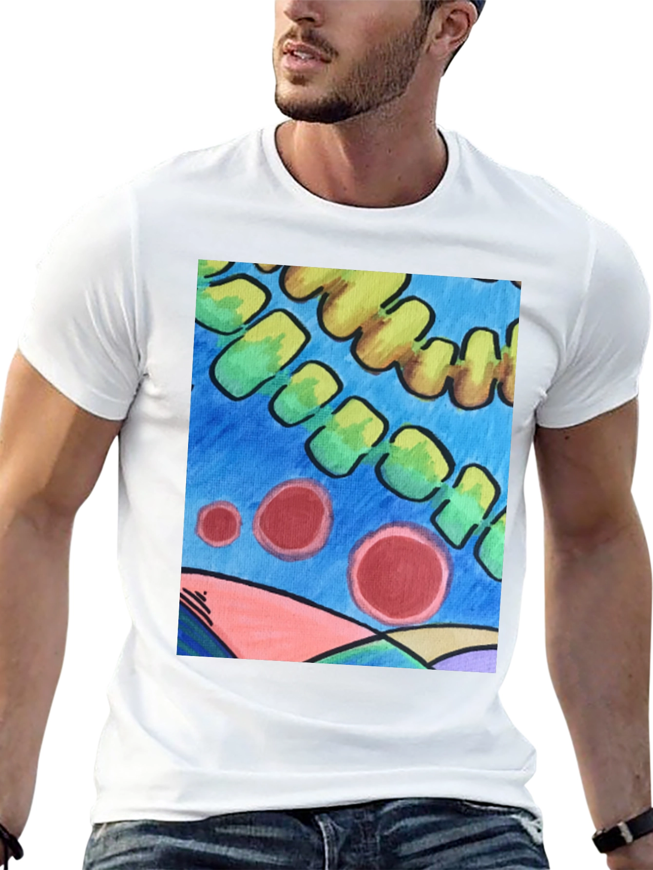 Black Abstract Art Graphic Tee - Modern Casual Style view 13