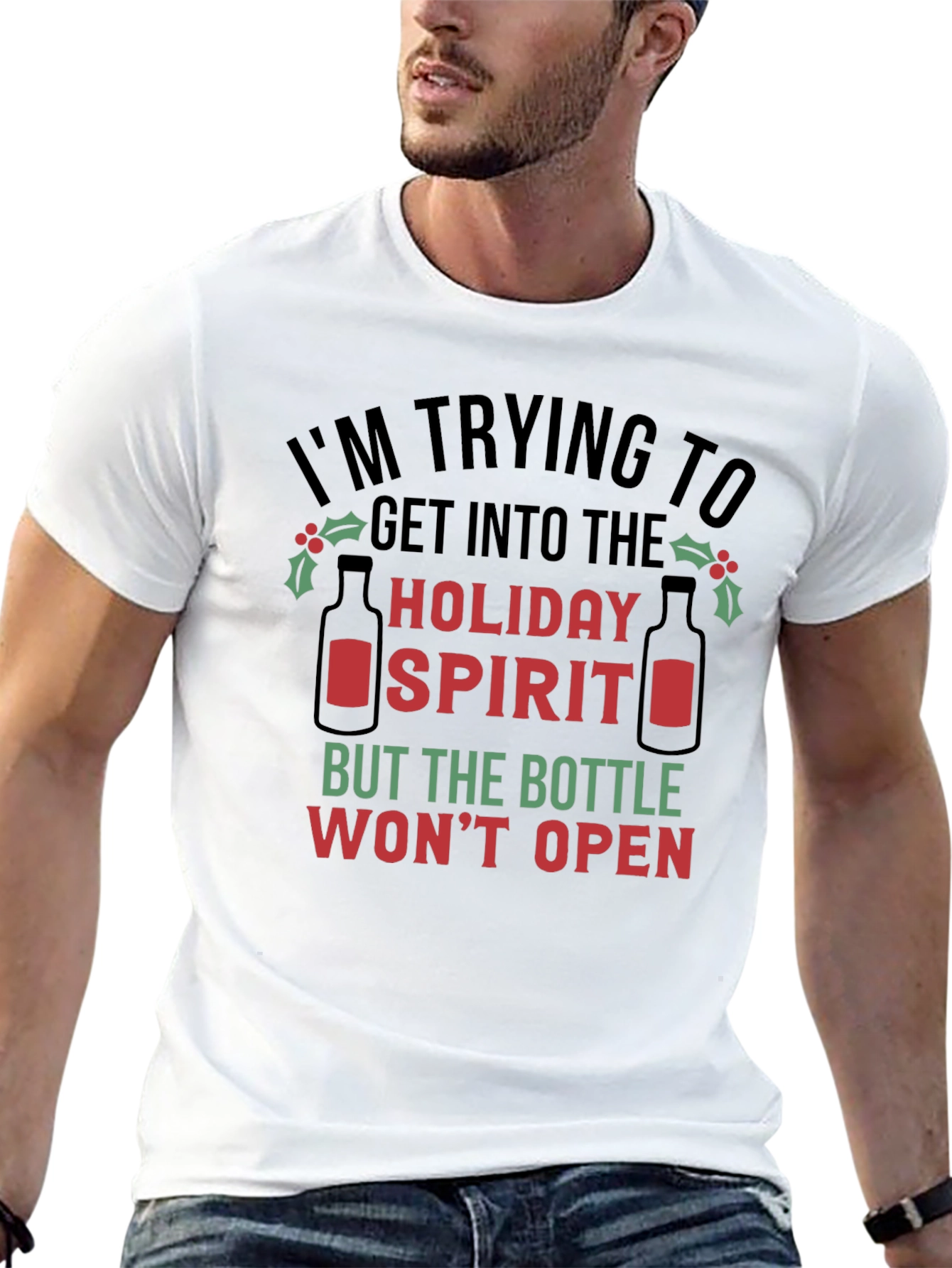 Black Holiday Spirit T-Shirt - Funny Christmas Tee view 13