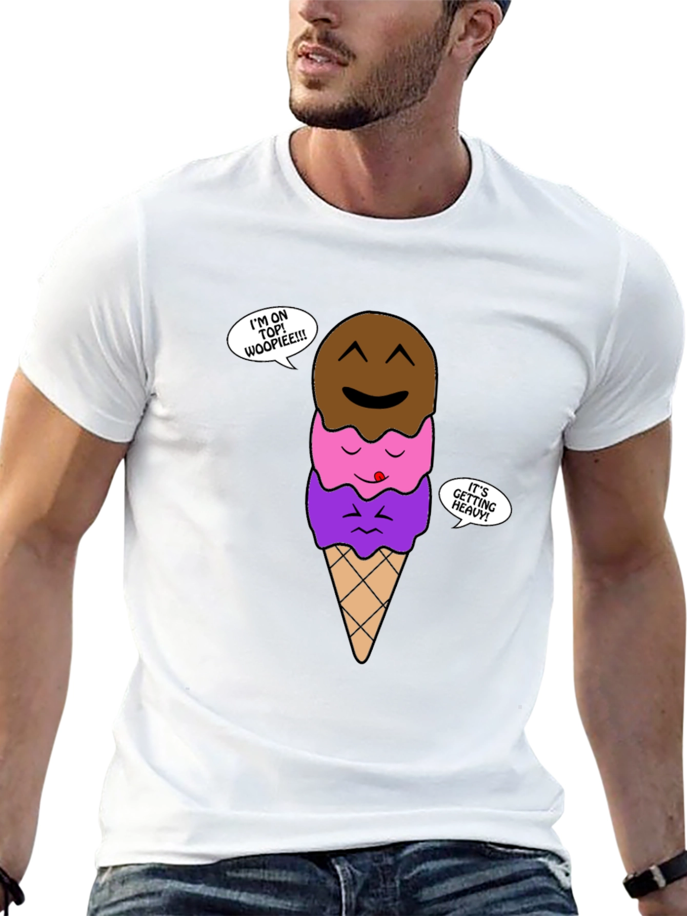 Black Cartoon Ice Cream T-Shirt view 13