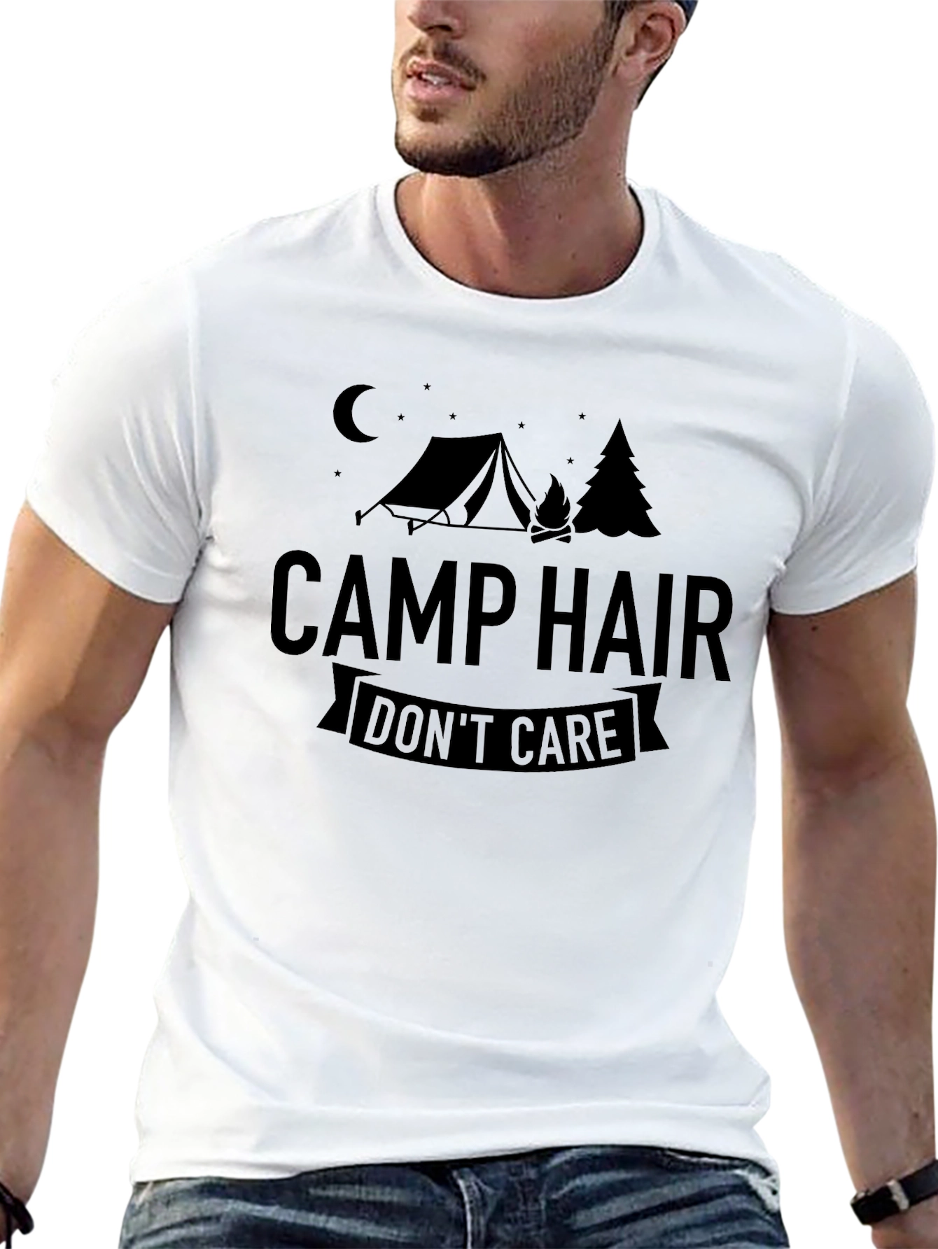 Black Camp Hair Don't Care T-Shirt - Black view 13