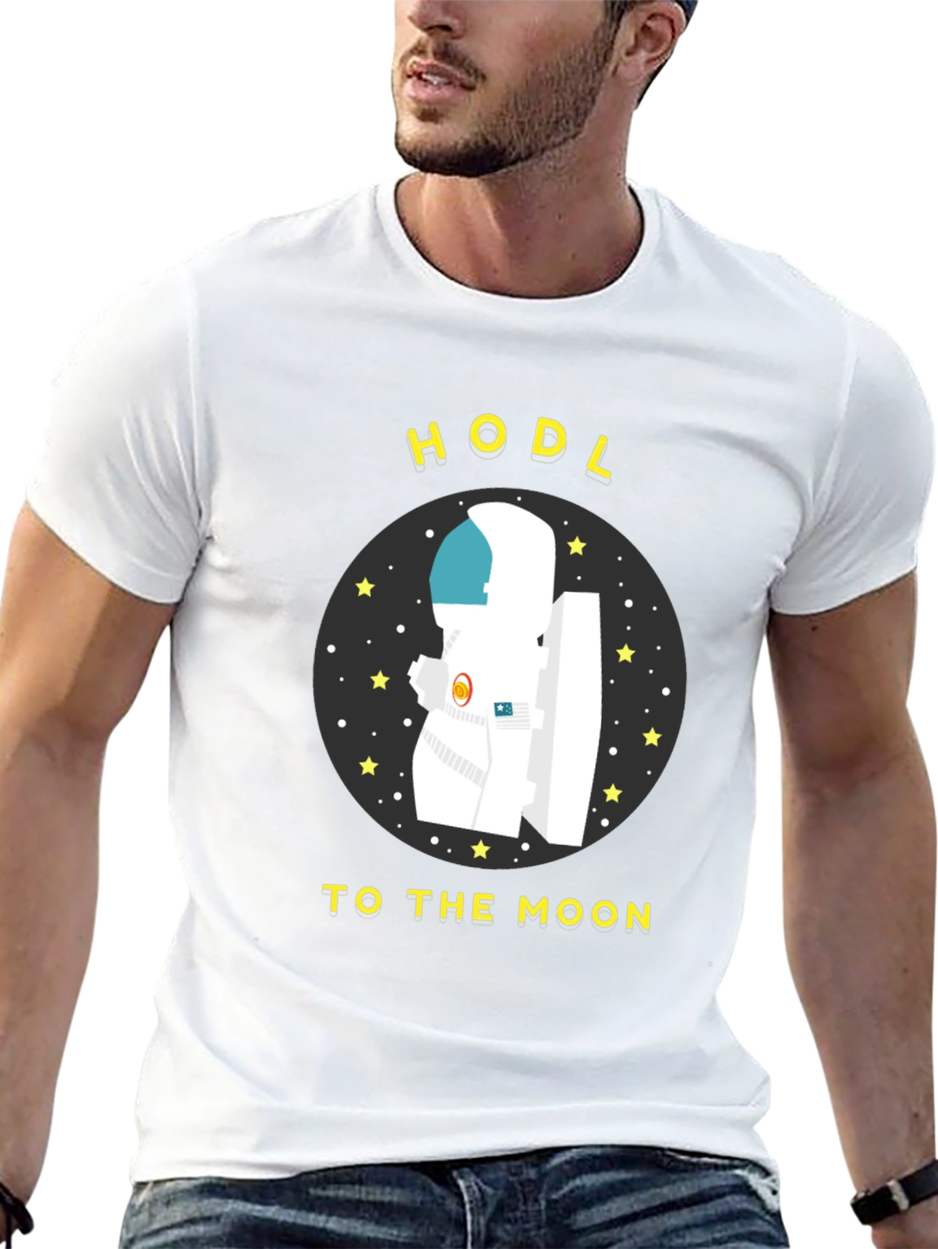 Black HODL to the Moon T-Shirt Crypto Astronaut view 13