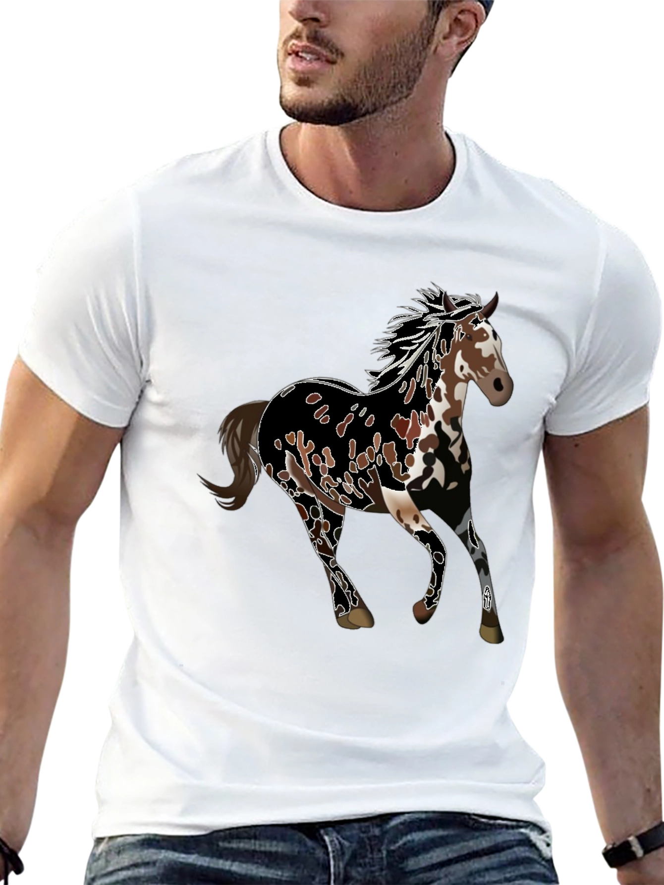 Black Horse Graphic Tee - Black Unisex T-Shirt view 13