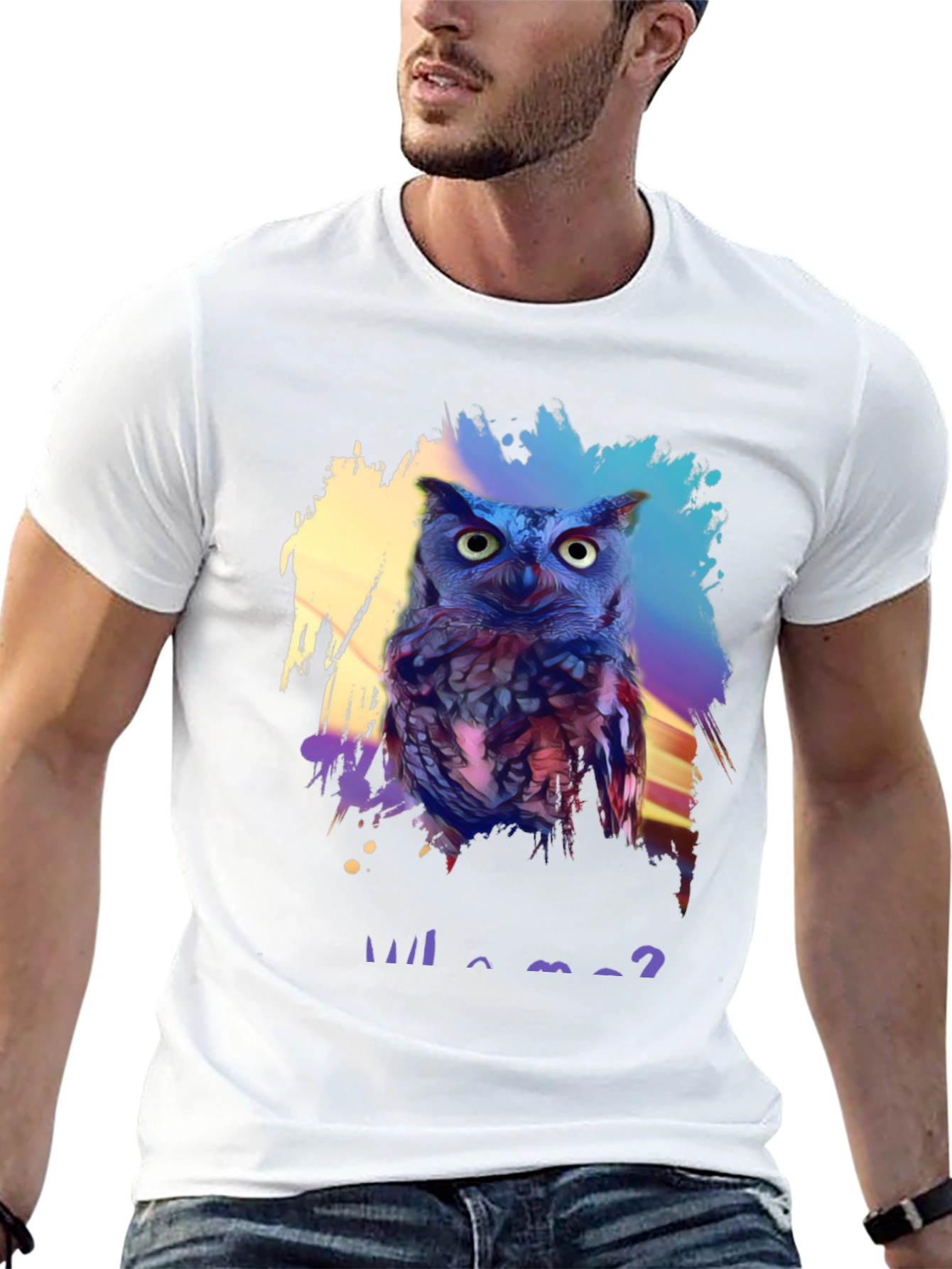Black Who Me? Owl Graphic Print Black T-Shirt view 13