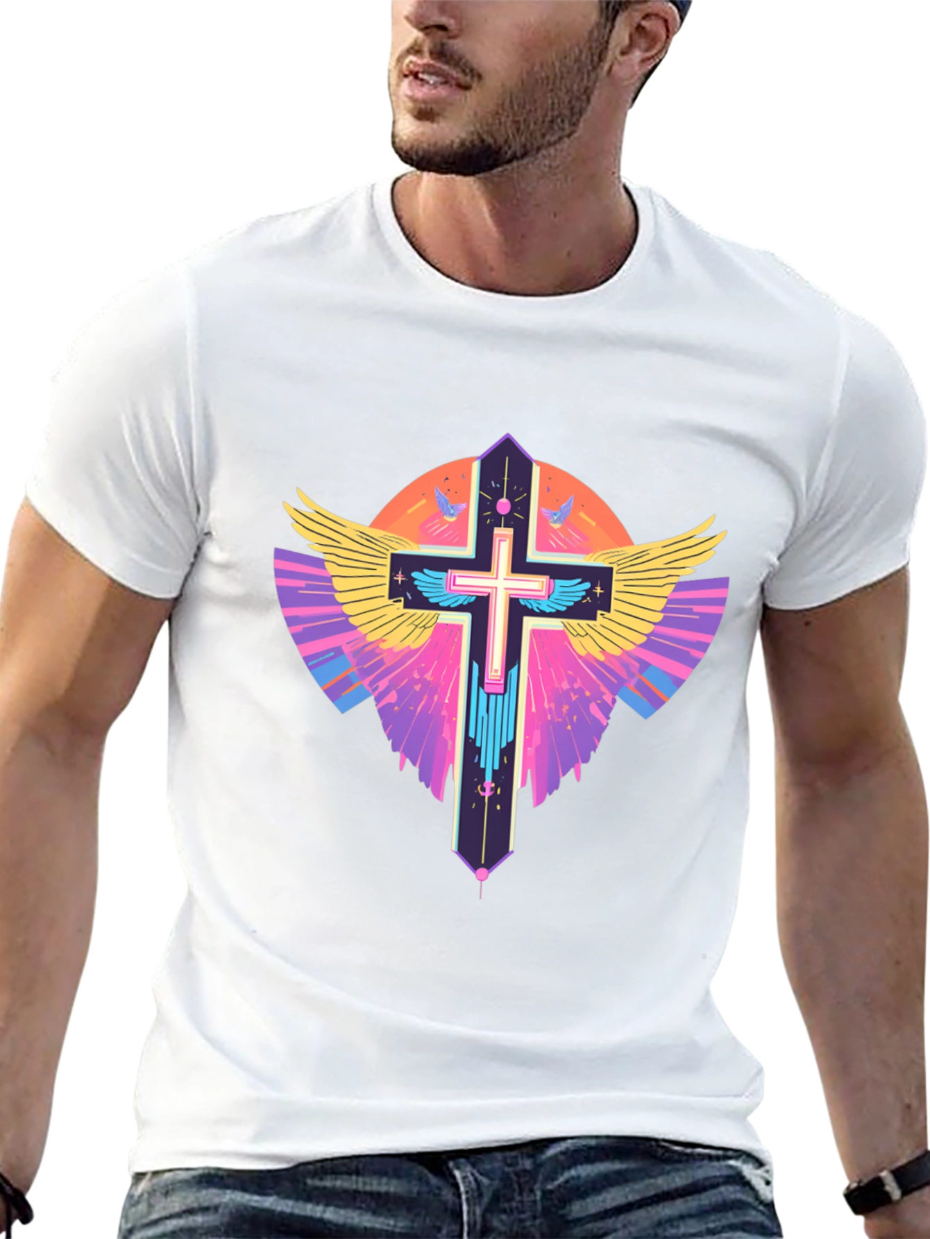 Black Winged Cross Graphic T-Shirt view 13