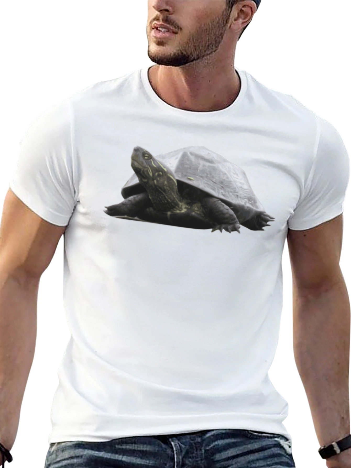 Black Turtle Graphic Tee - Black Cotton T-Shirt view 13