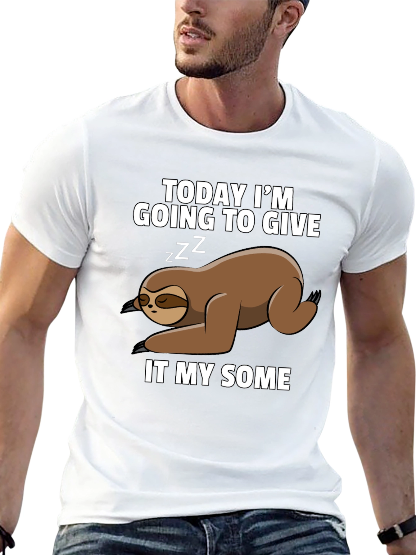 Black Funny Sloth T-Shirt: Giving It My Some view 13