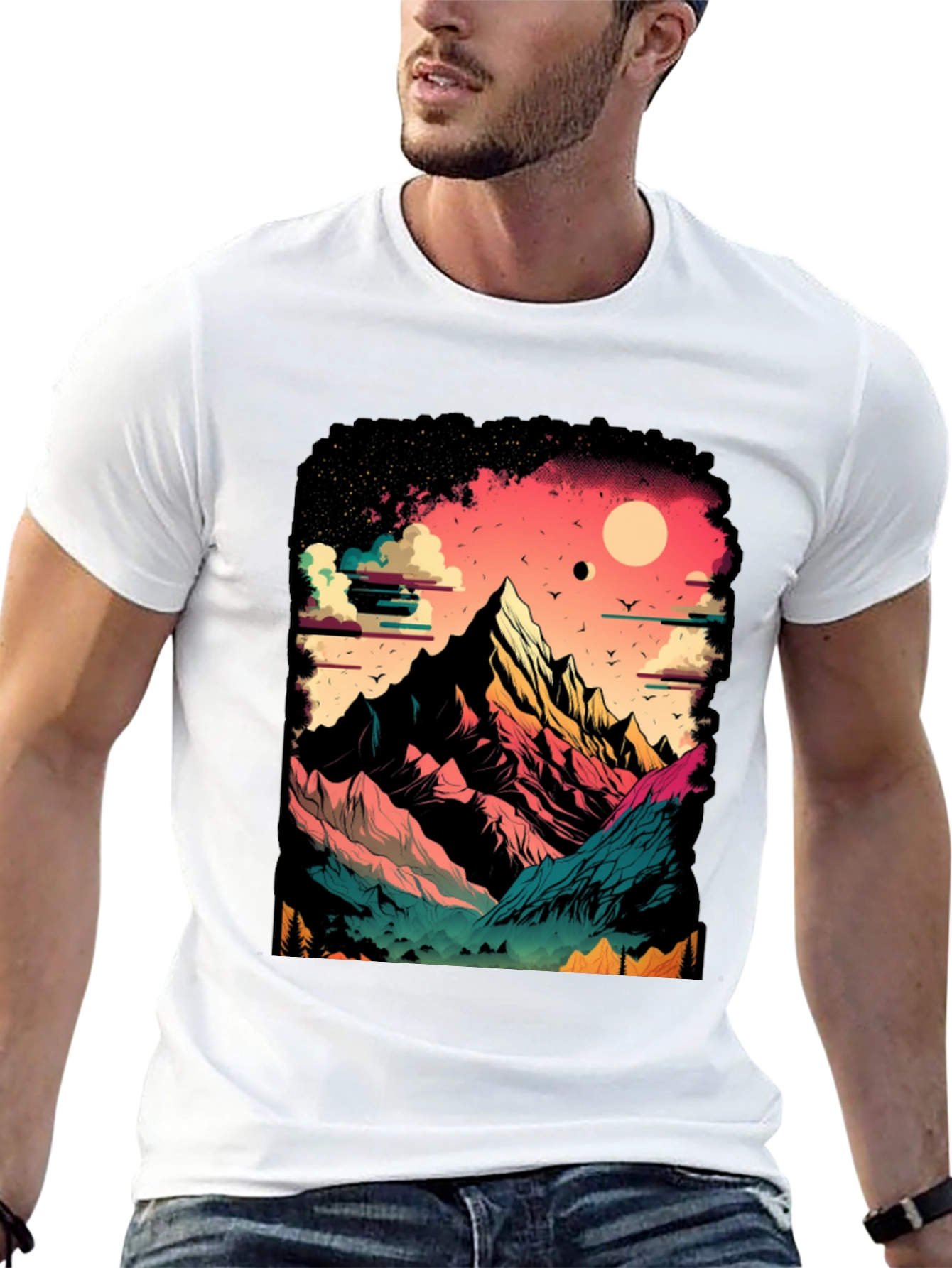 Black Mountain Graphic Tee - Nature Lover's Black T-Shirt view 13