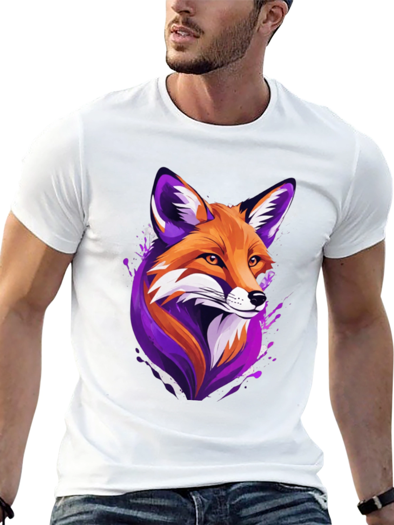 Black Fox Graphic Tee - Unique Animal Design, Soft Cotton Blend view 13