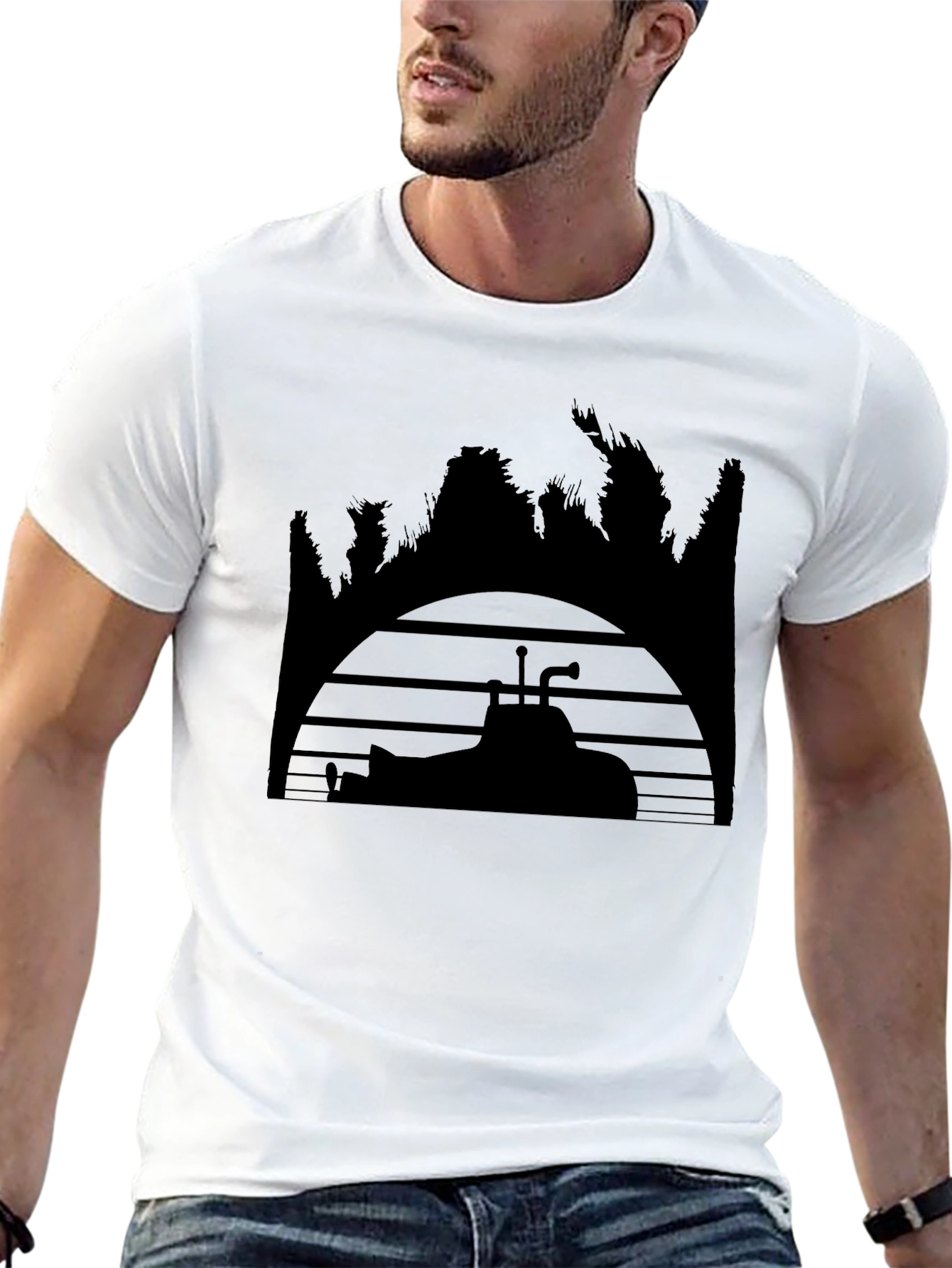 Black Retro Submarine Graphic T-Shirt - Black view 13