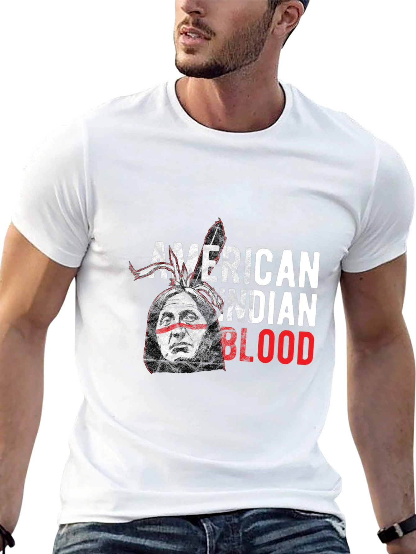 Black American Indian Blood Graphic Tee view 13