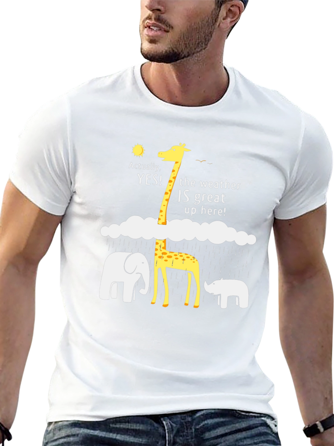 Black Funny Weather Giraffe T-Shirt view 13