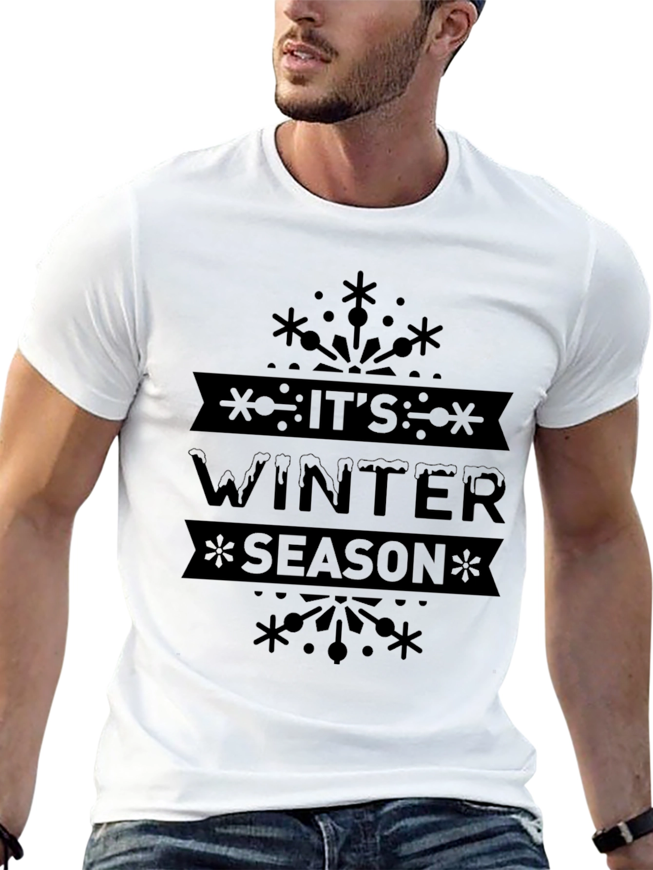 Black It's Winter Season Black T-Shirt view 13