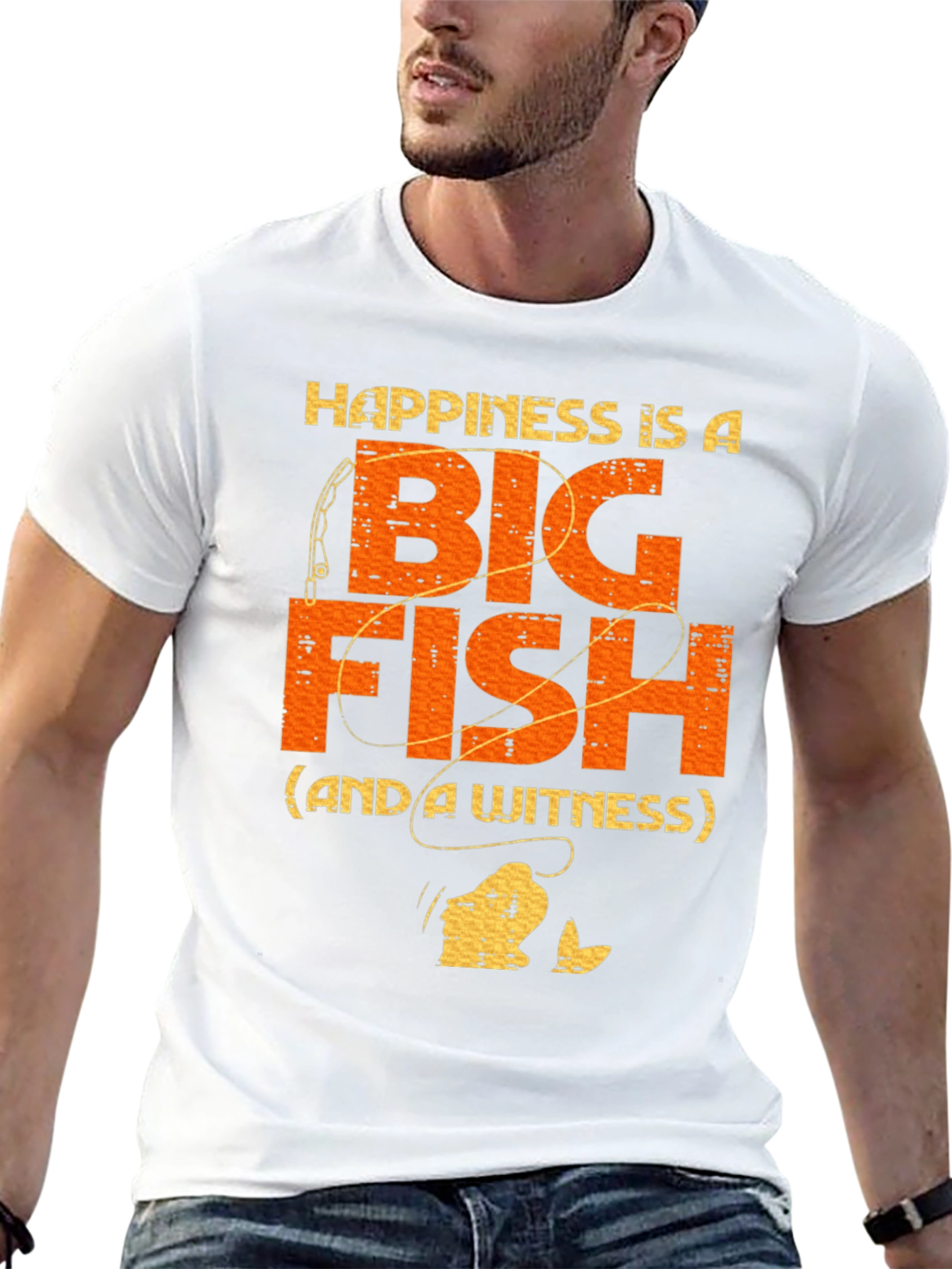 Black Happiness Is A Big Fish T-Shirt view 13