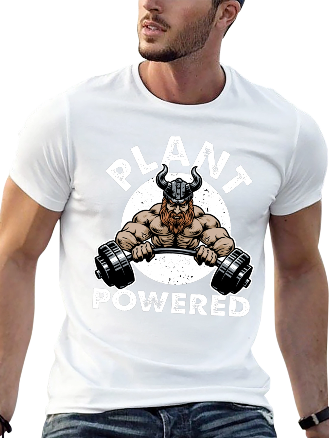 Black Plant Powered Viking Gym Black T-Shirt view 13