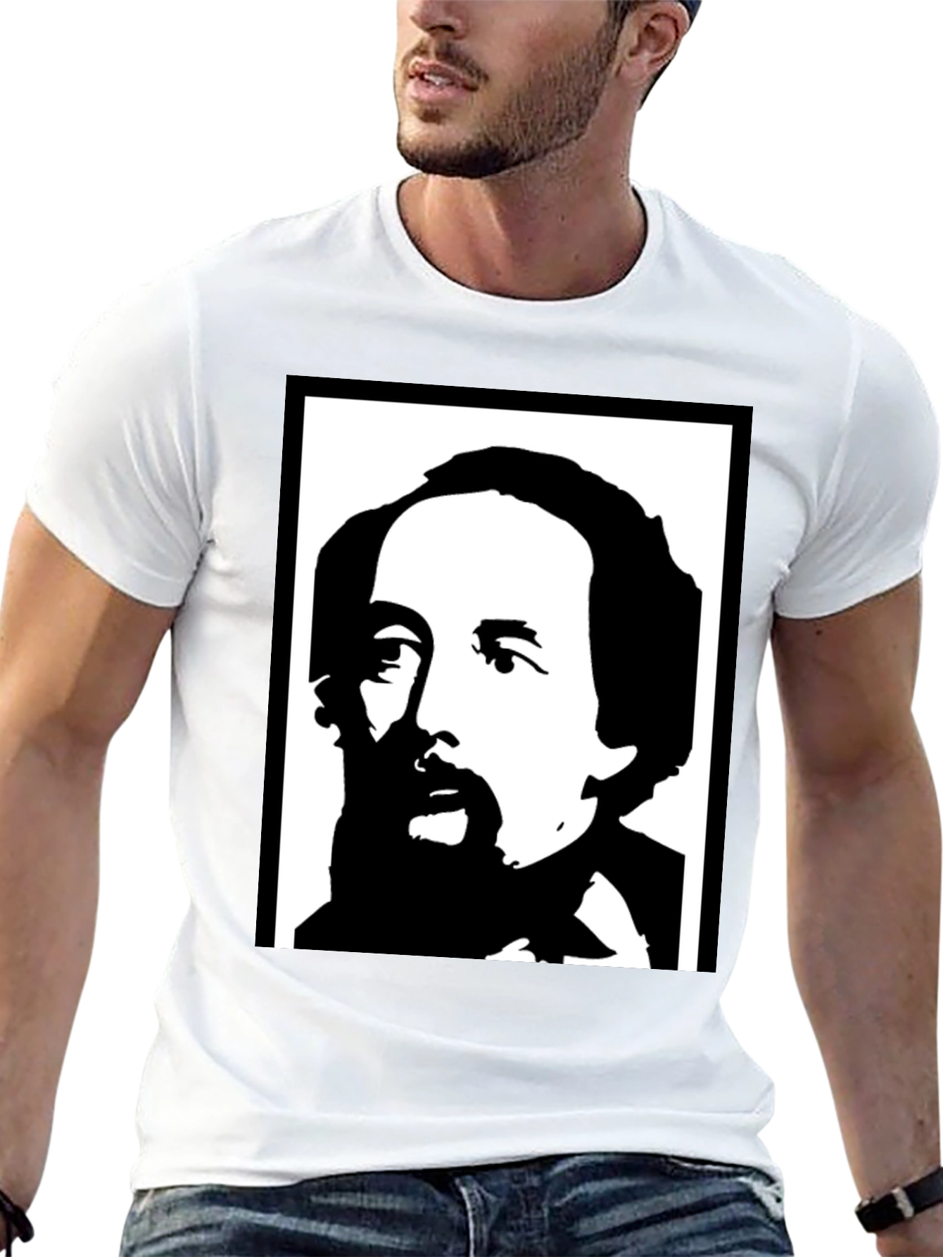 Black Charles Dickens Graphic Tee - Classic Novelist T-Shirt view 13