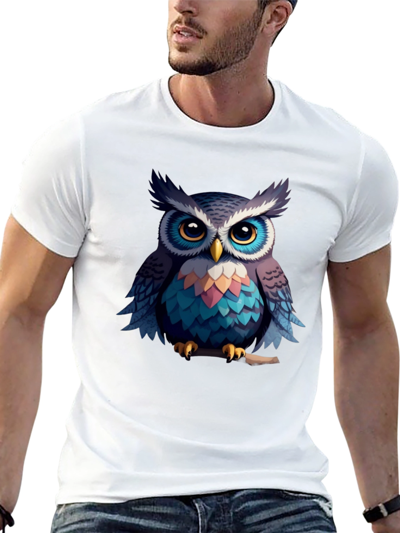 Black Owl Graphic Black T-Shirt - Men's Fashion Tee view 13