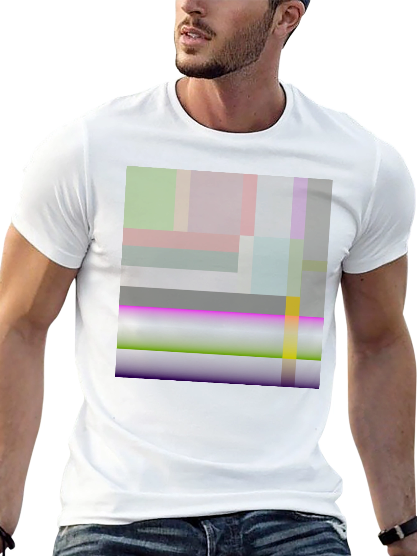 Black Abstract Geometric Art Black T-Shirt view 13