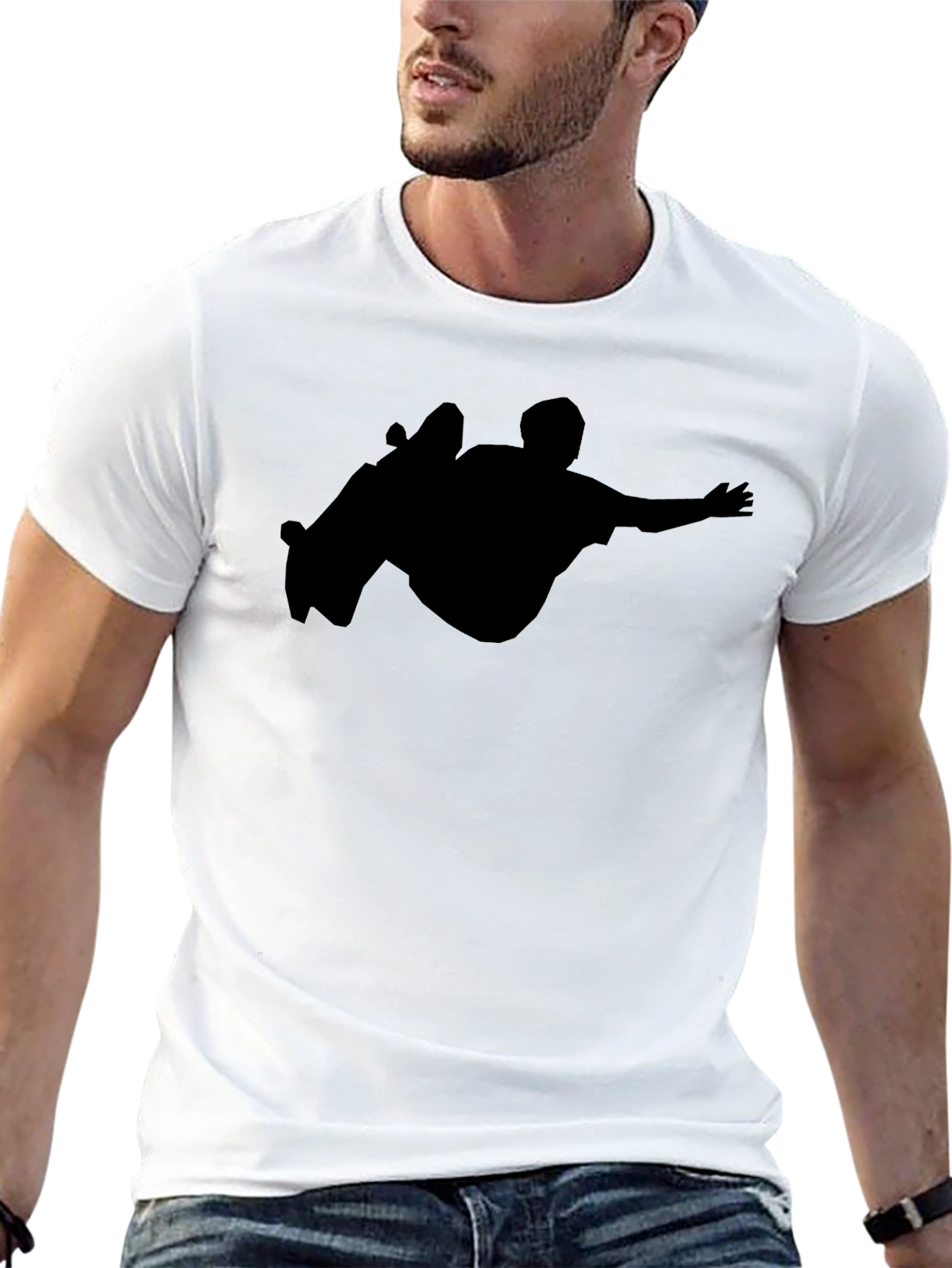 Black Skateboarder Silhouette T-Shirt - Cool Graphic Tee view 13