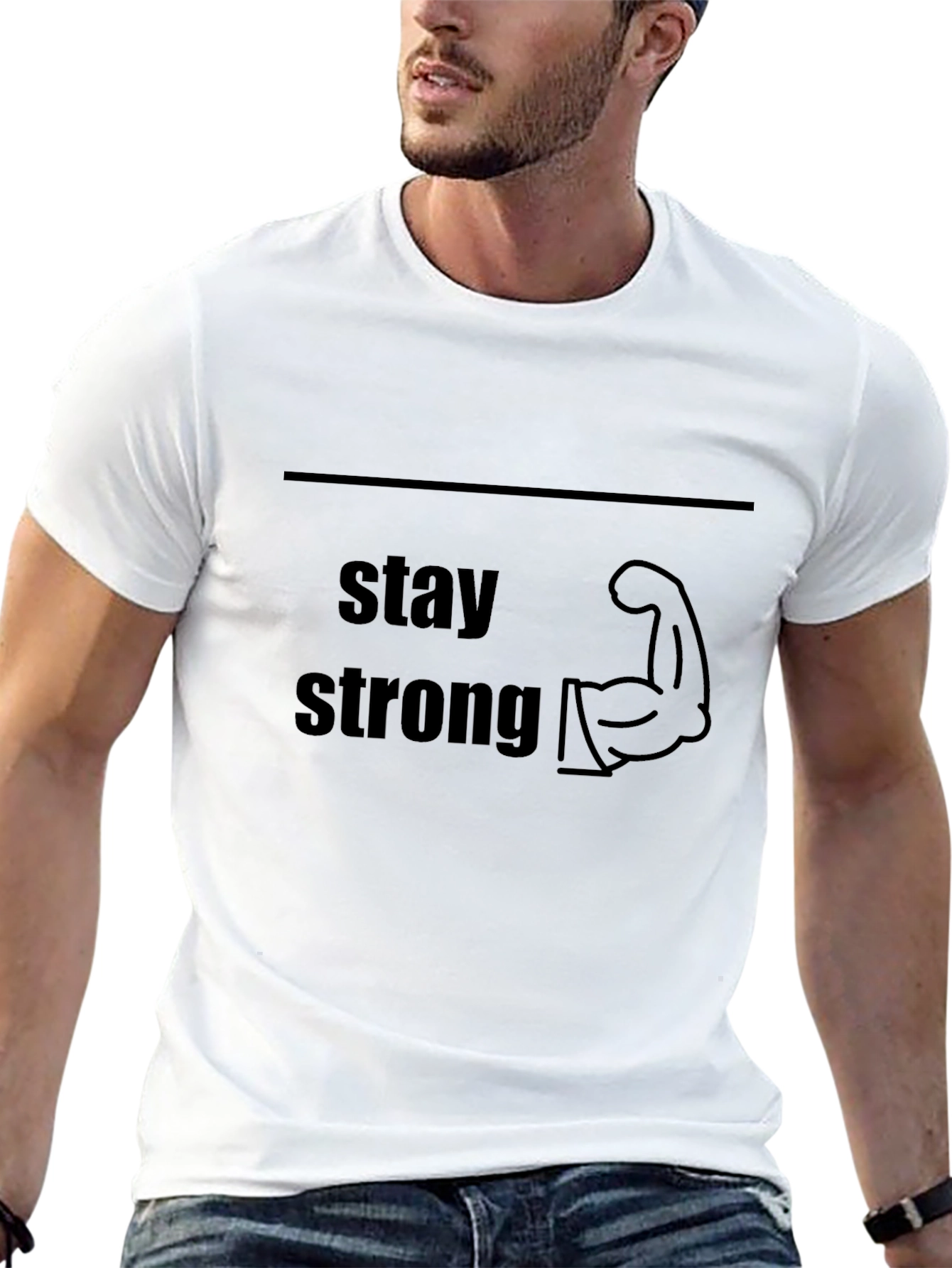 Black Stay Strong Graphic Tee - Motivational T-Shirt view 13