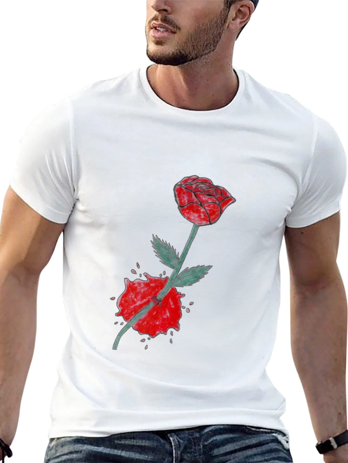 Black Rose & Slash Graphic T-Shirt - Modern Streetwear view 13