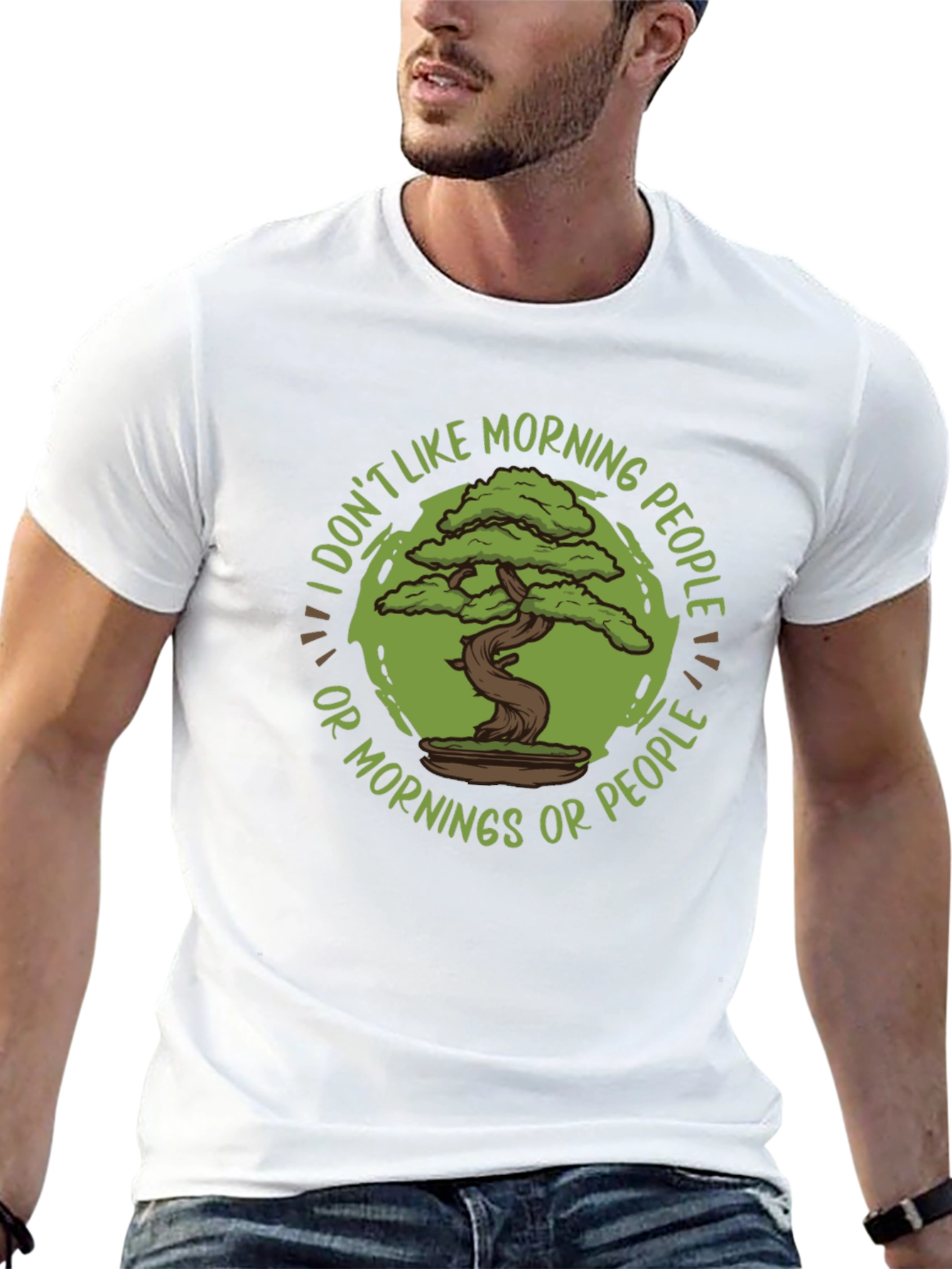 Black Funny Bonsai Tree T-Shirt - I Don't Like Morning People view 13