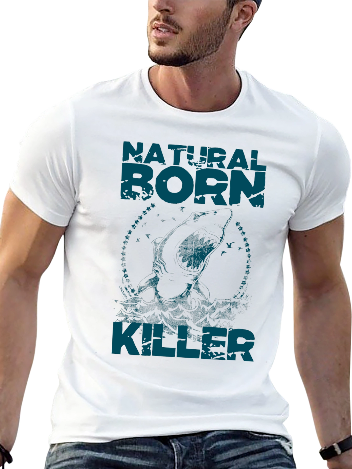 Black Natural Born Killer Graphic Tee - Black Crew Neck T-Shirt view 13