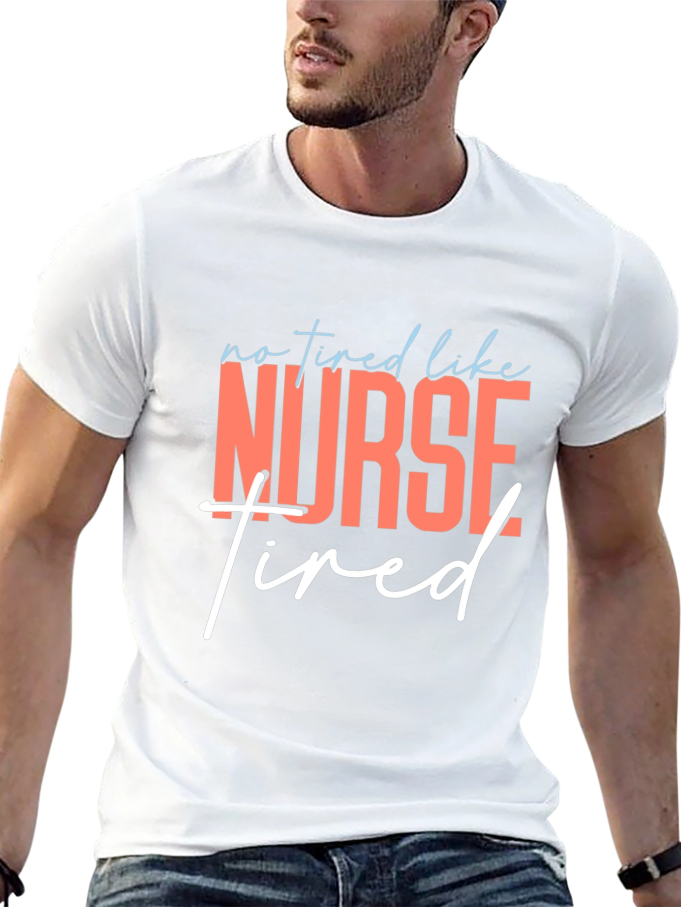 Black Nurse Tired Graphic Tee - Black Cotton T-Shirt view 13